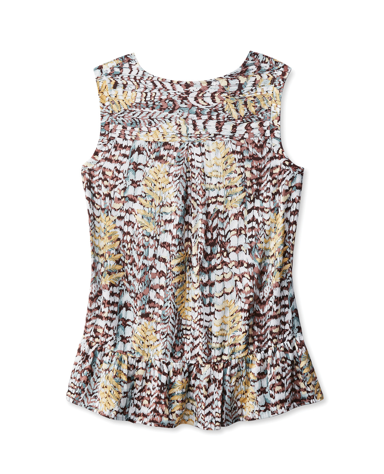 Back view of Women's Sleeveless Peplum Shell Top