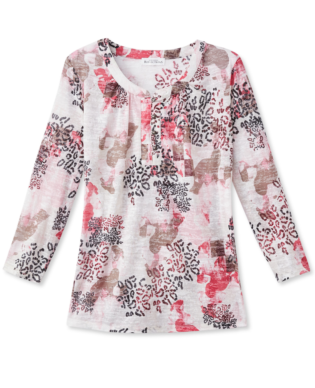 Women's Three Quarter Sleeve Burnout Top
