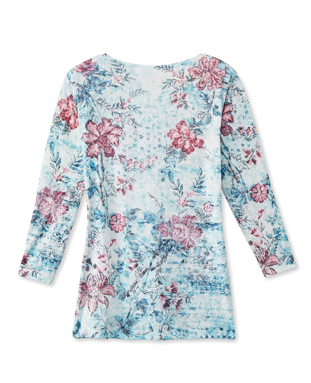Back view of Women's Three Quarter Sleeve Sublimation Top
