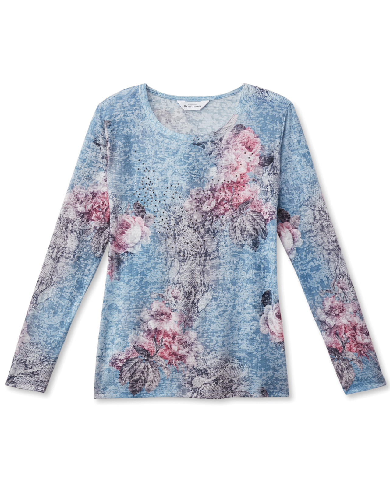 Blue Long Sleeve Sublimation Top Front View
