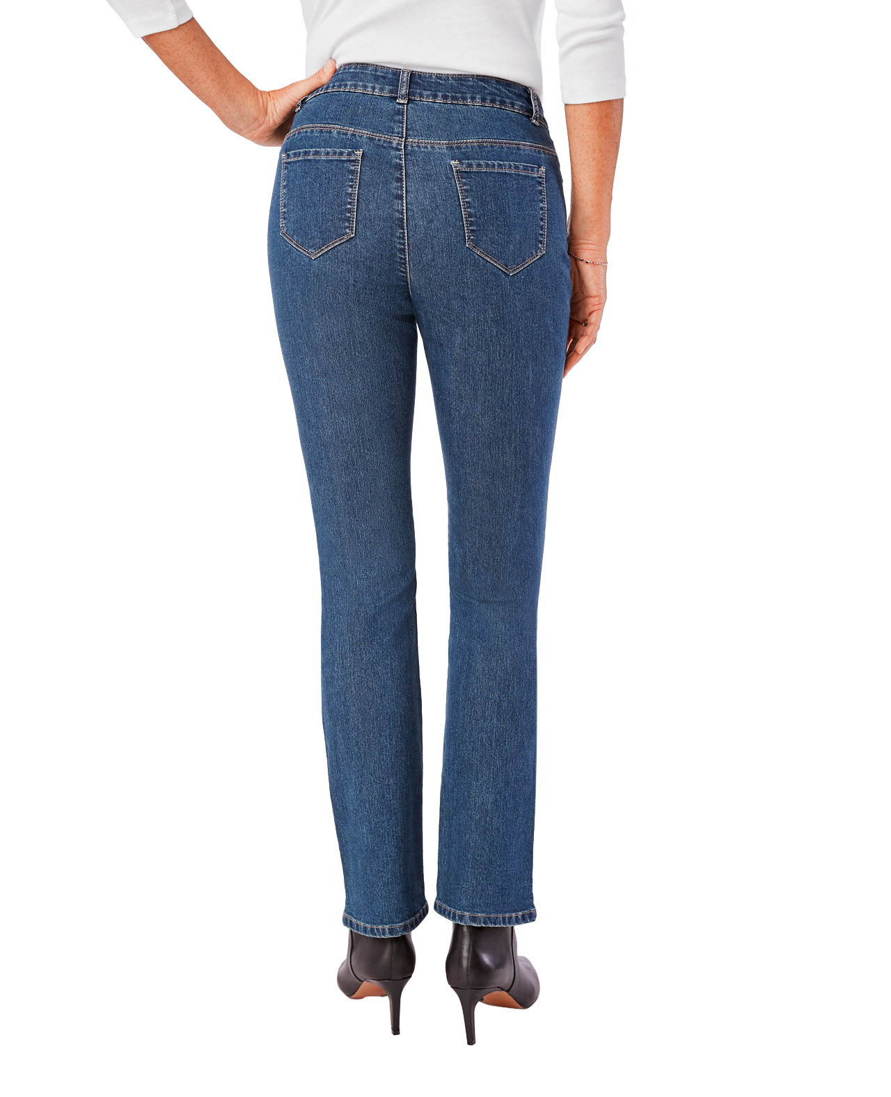 Back View of Women's Essential Slim Straight Leg Jean