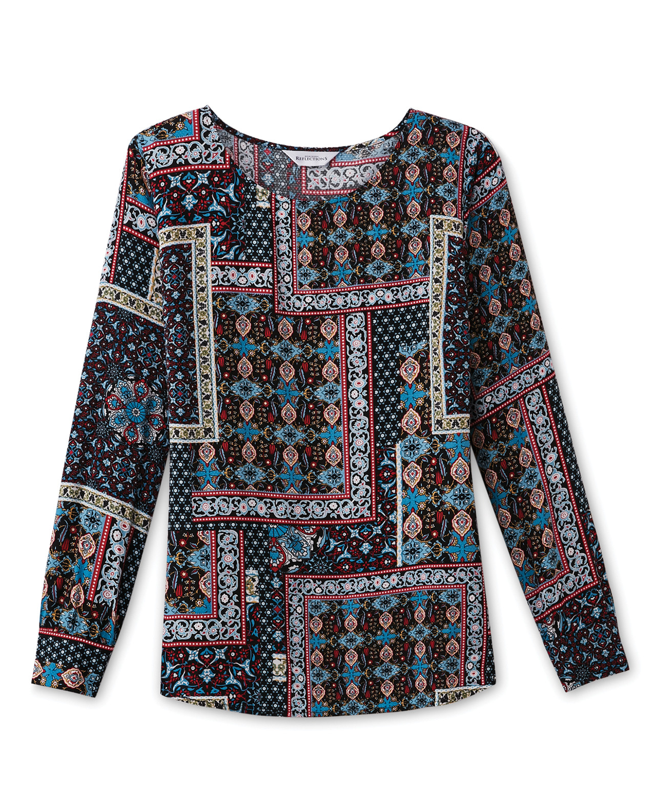 Front View of Long Sleeve Patchwork Popover