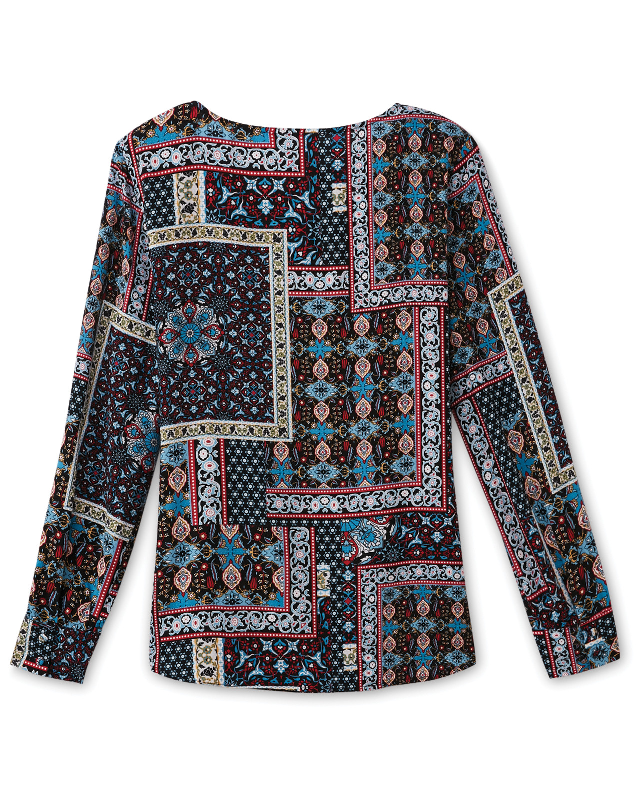 Back View of Long Sleeve Patchwork Popover