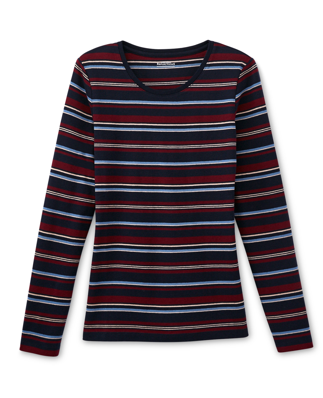 Everyday Long Sleeve Striped Crew Tee front view