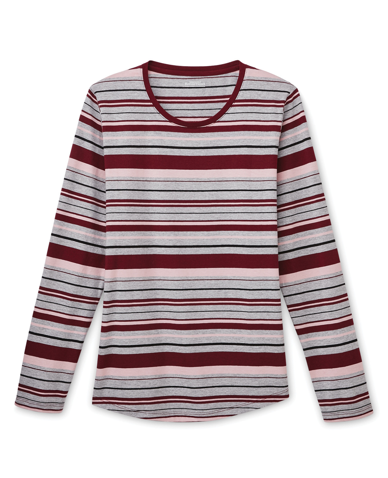 Front View of Semi Fit Striped Jersey Tee