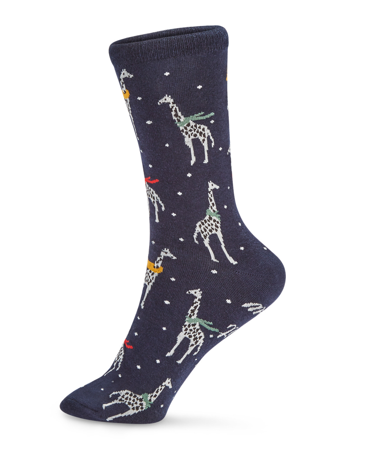 Blue Giraffe Print Crew Socks