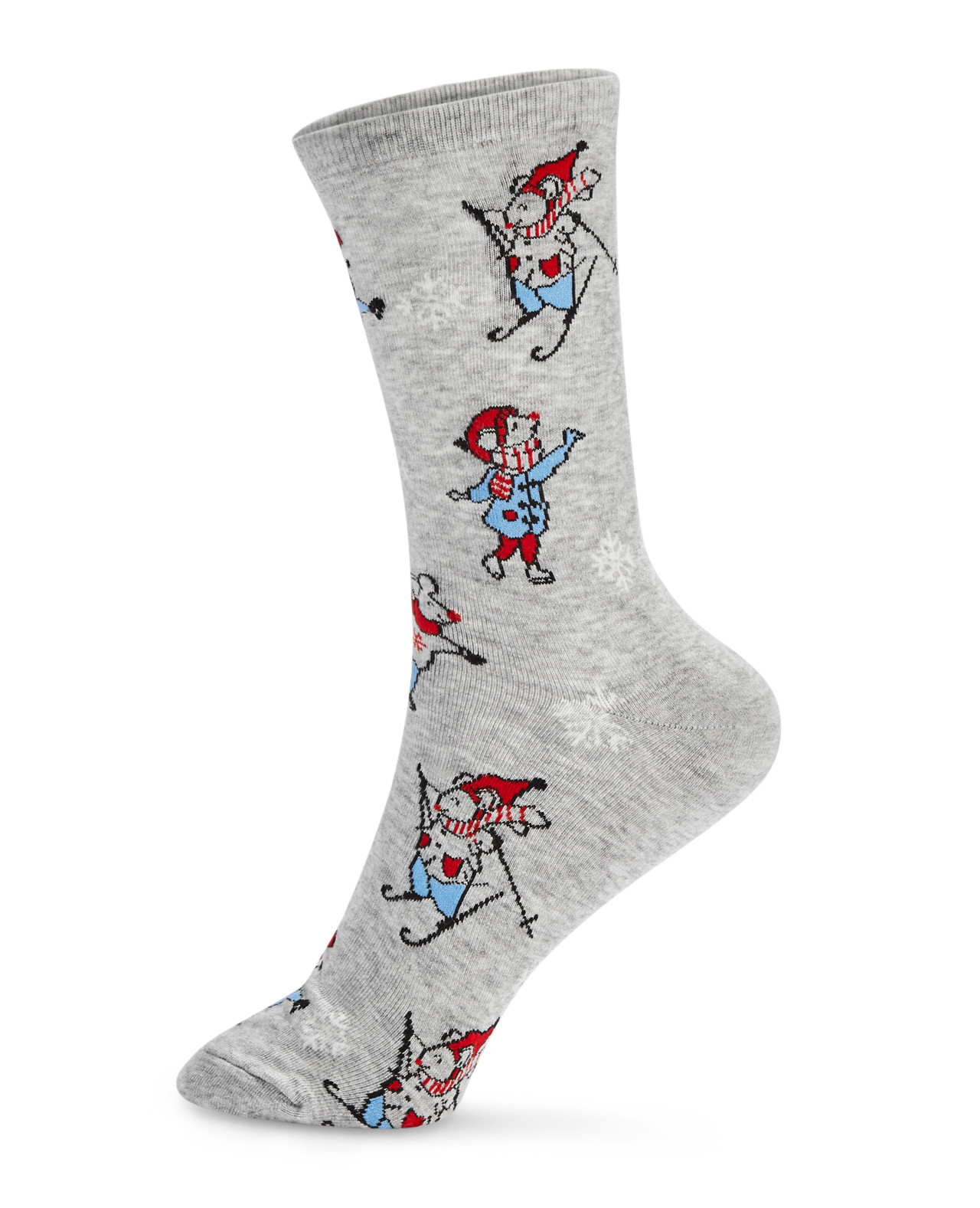 Grey Mice Print Crew Socks