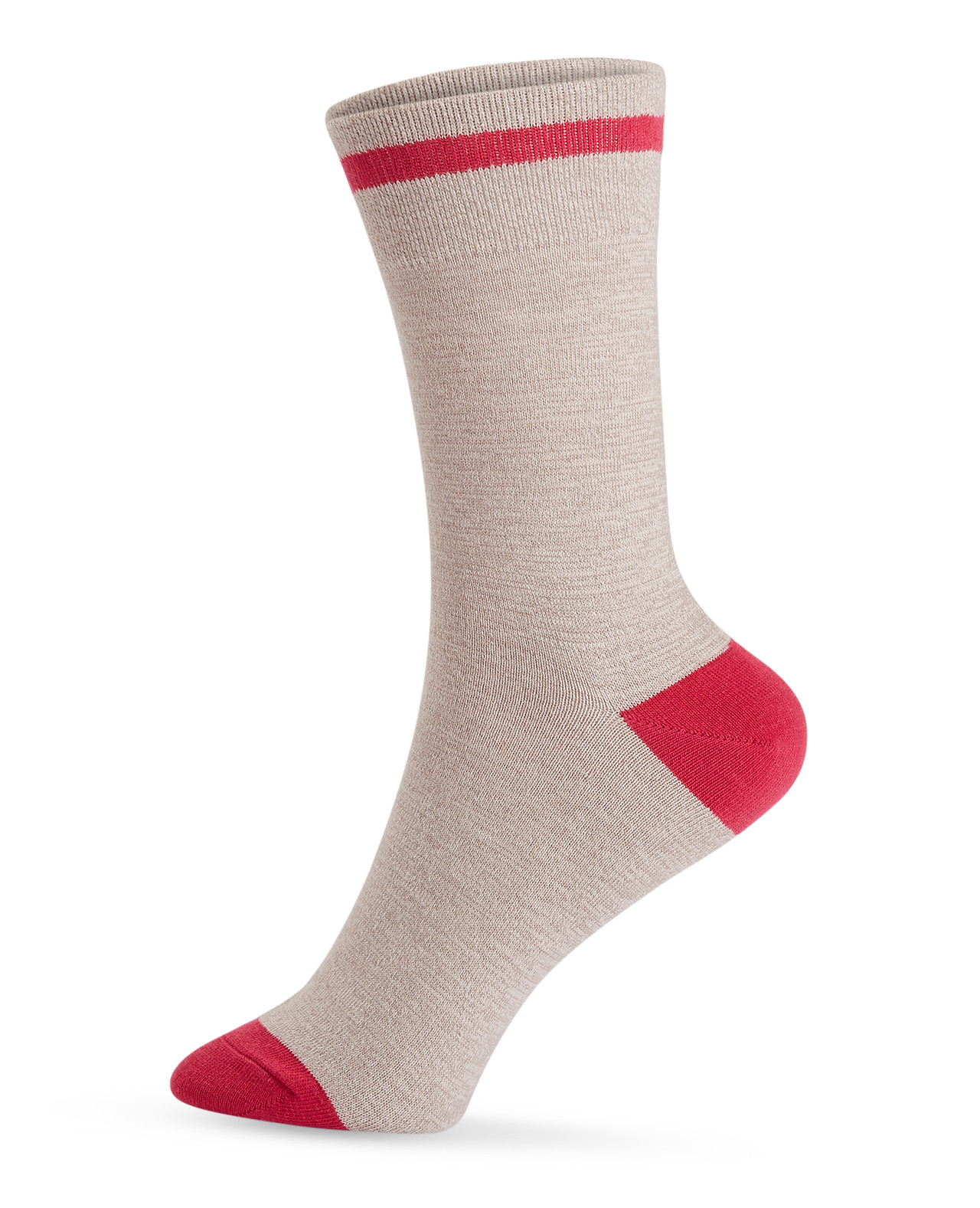2 Pack - Fairisle Wool Blend Socks - beige and red pair