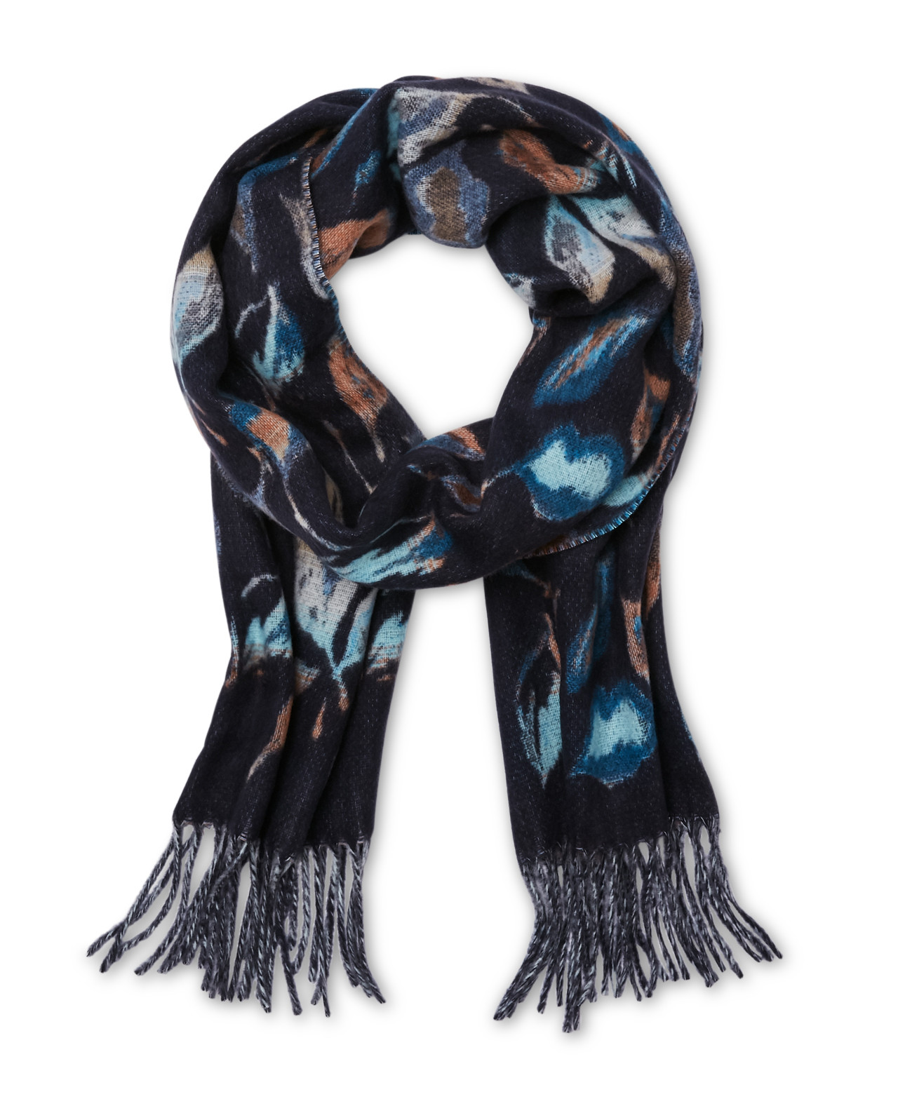 Women's Leaf Print Cashmink Scarf off hanger