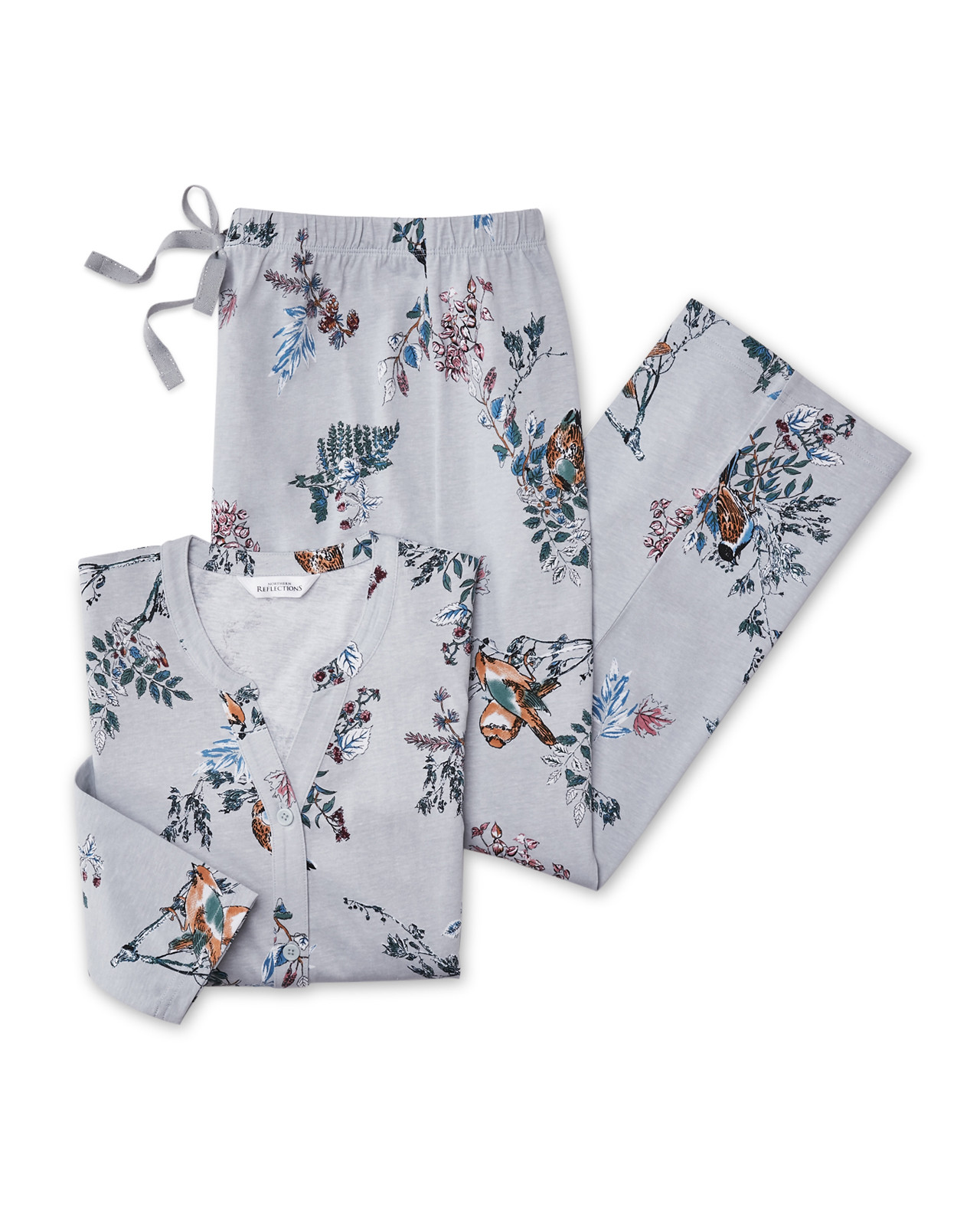 Front view of Women's Organic Cotton Bird Print PJ Set