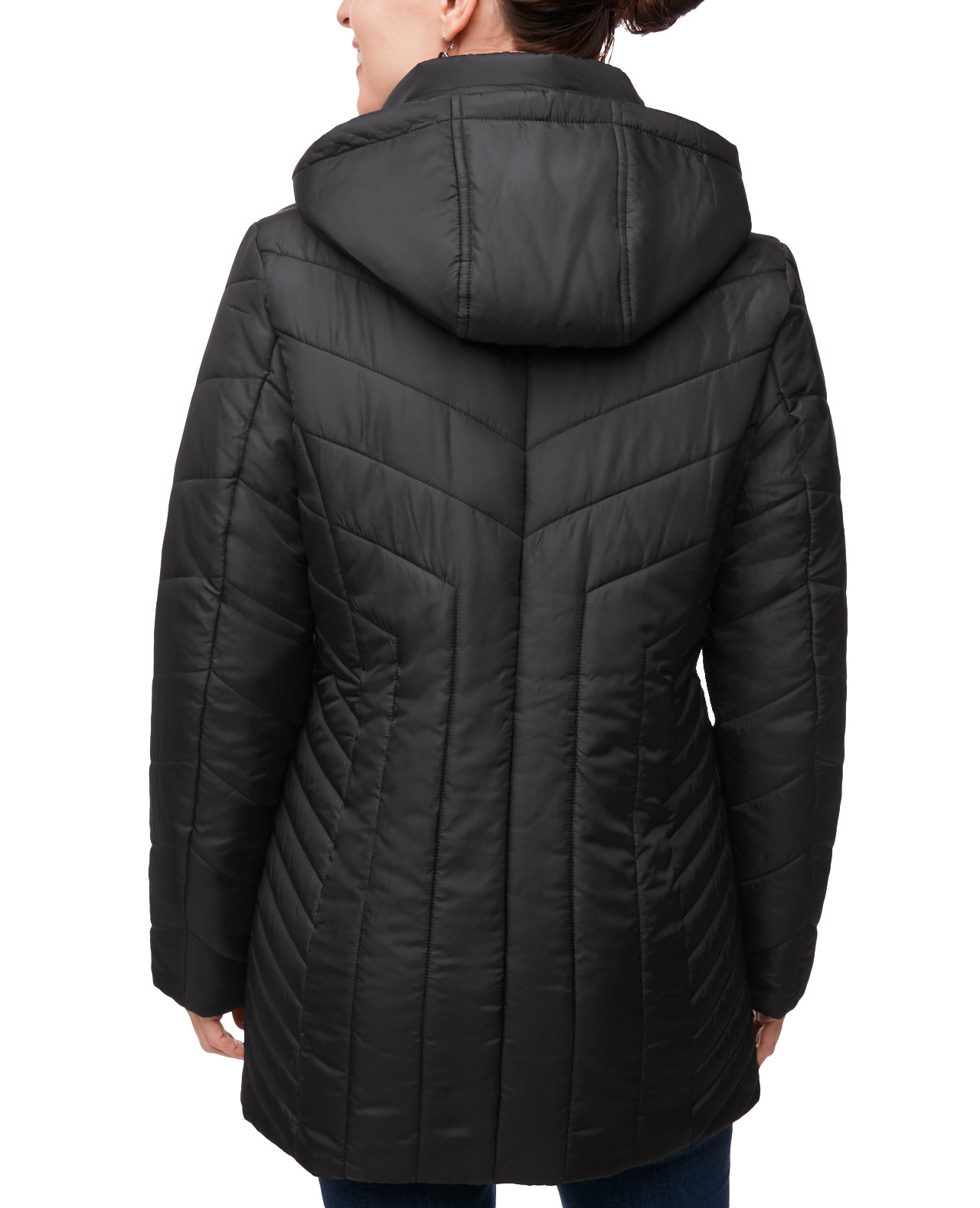 Back view of Women's Contrast Trim Quilted Jacket