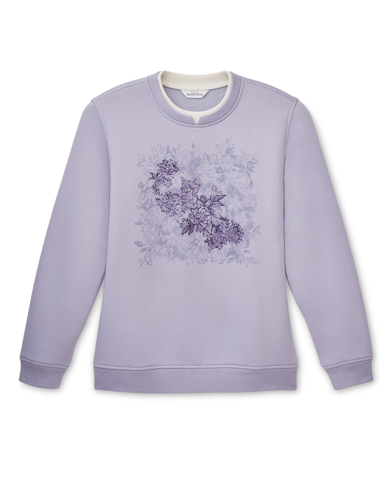 Notch Neck Pullover - Floral Lace