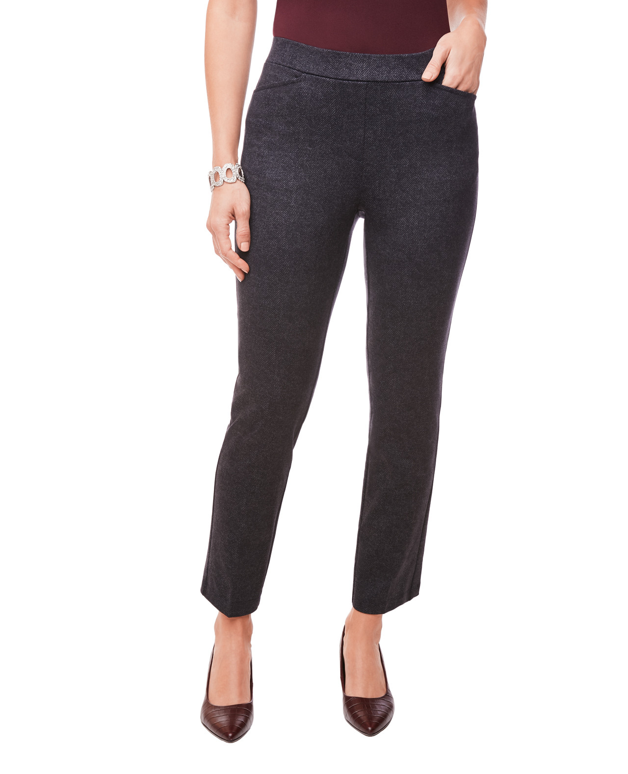 Herringbone Ponte Pull On Pant