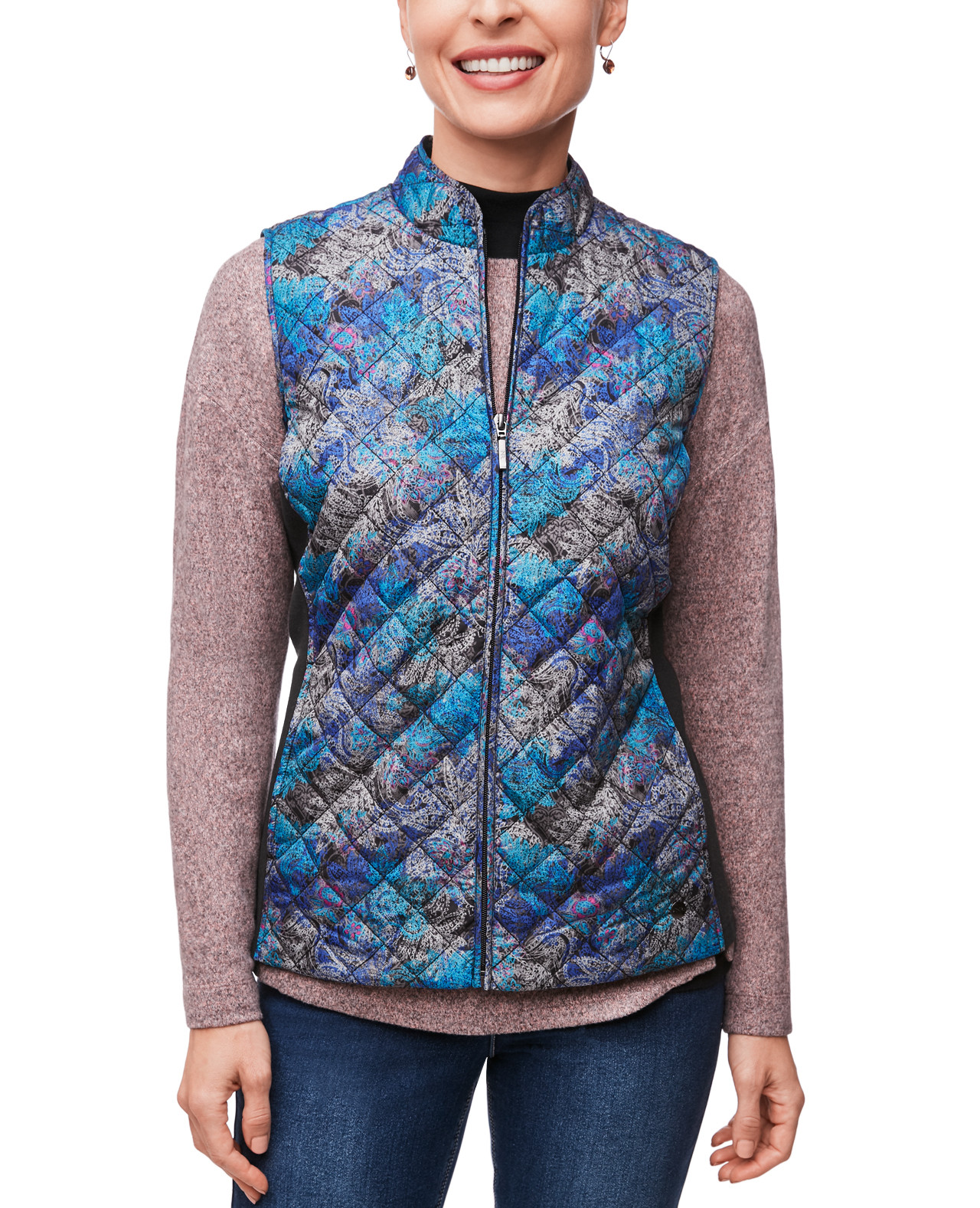 Front view of Printed Quilted Vest
