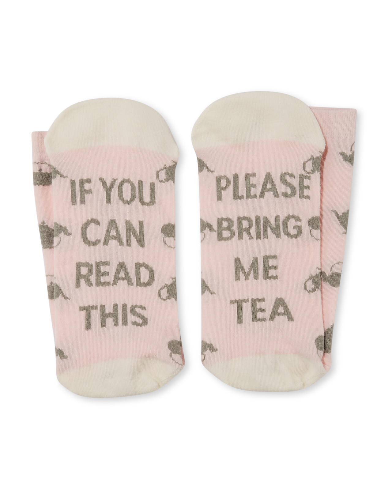 Novelty Message Socks - Tea message on soles - If you can read this bring me tea