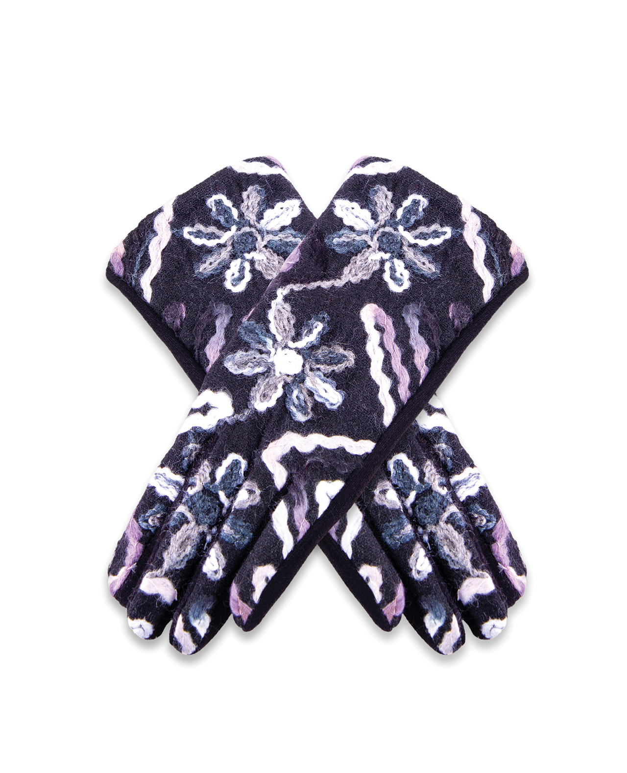 Floral Embroidered Texting Glove Pair