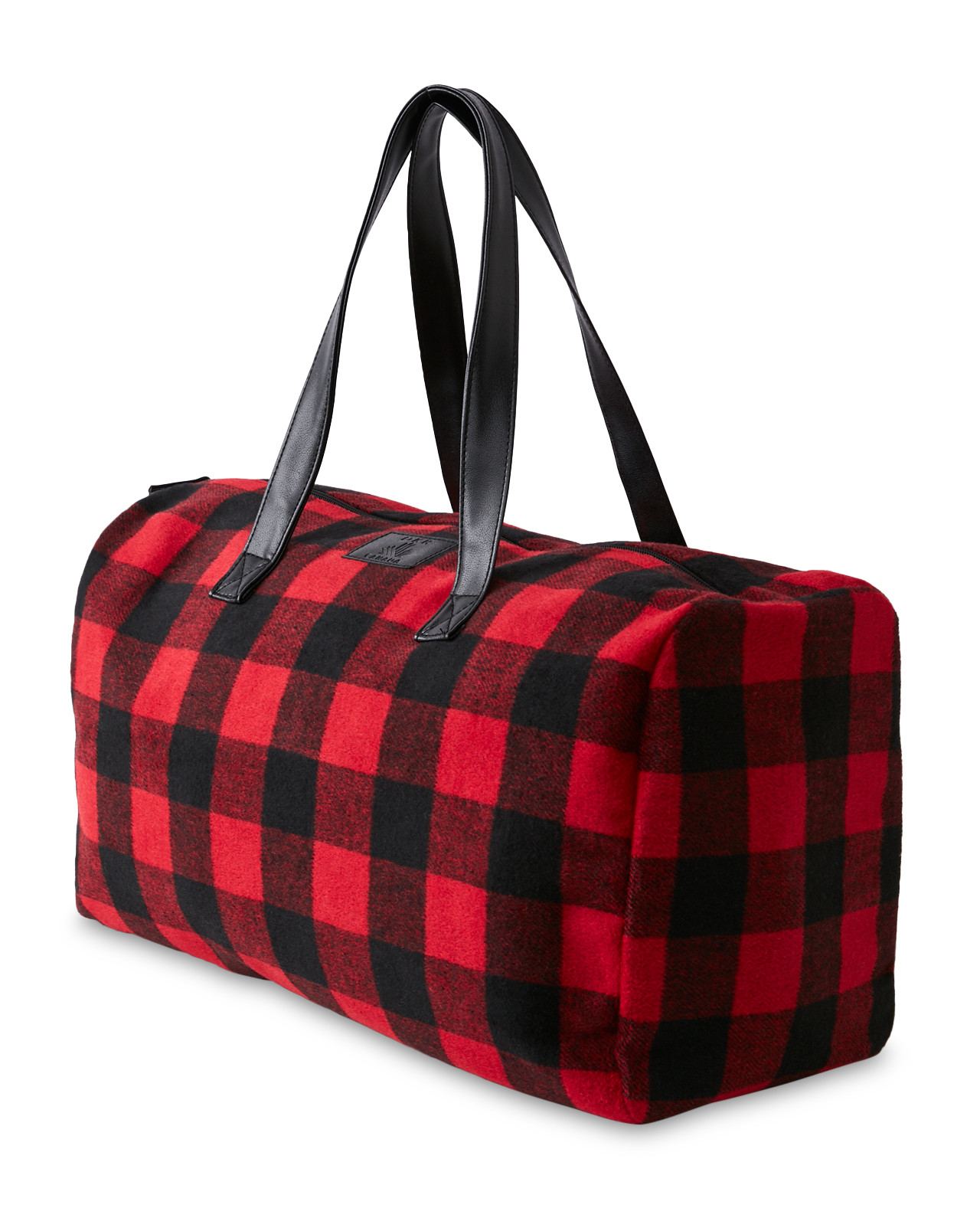 Buffalo Plaid Duffle Bag With Handles Side