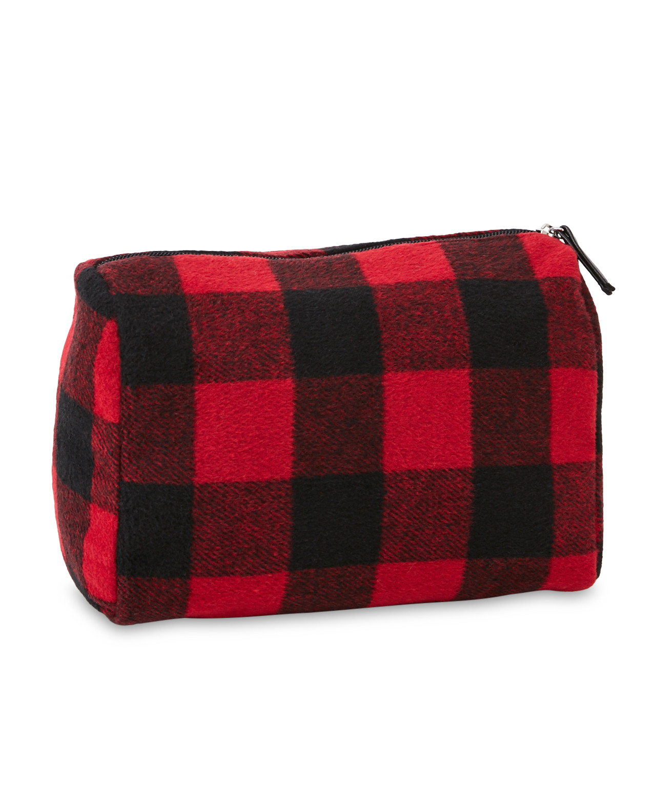 Buffalo Plaid Vanity Bag With Zipper Back
