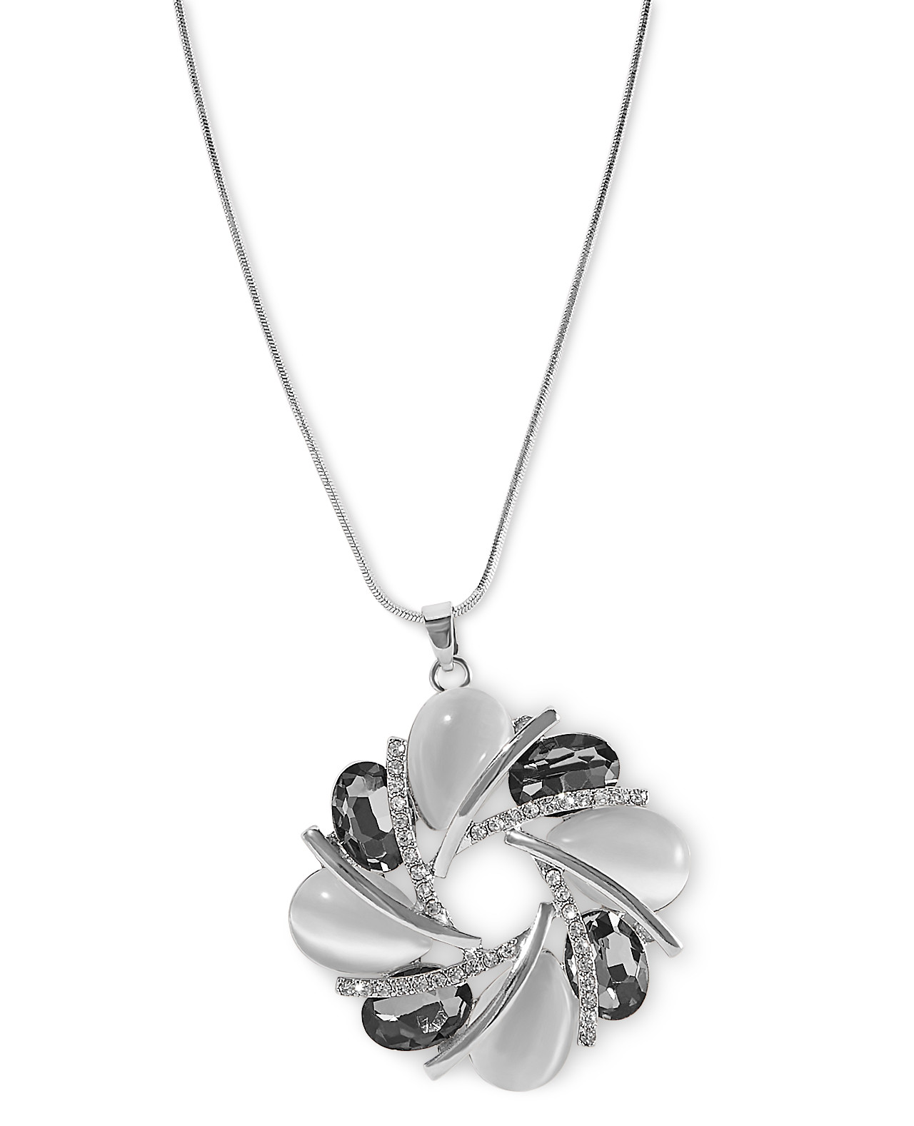 Long Stone Pendant Necklace Close Up