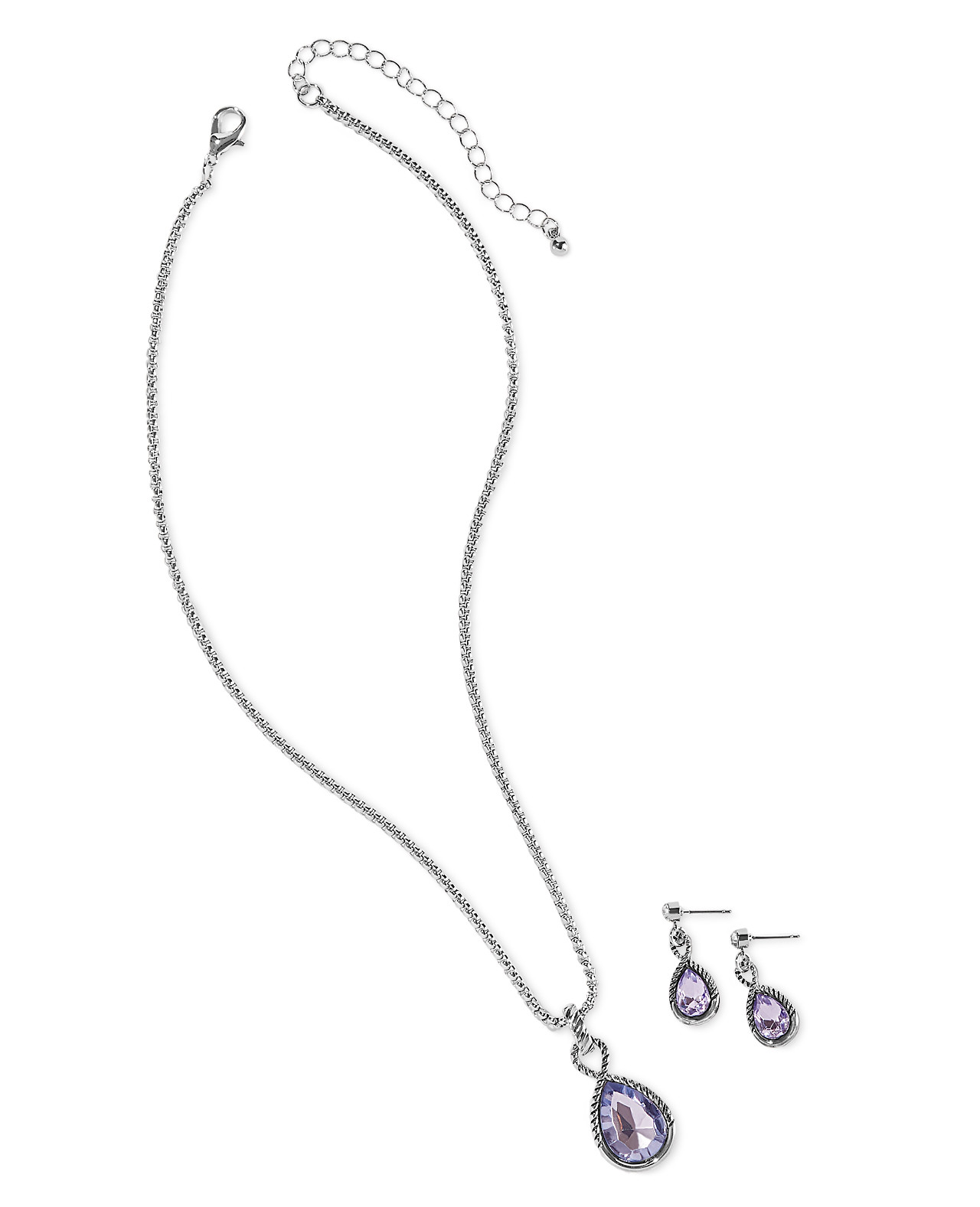 Blue Glass Teardrop Pendant Necklace Set