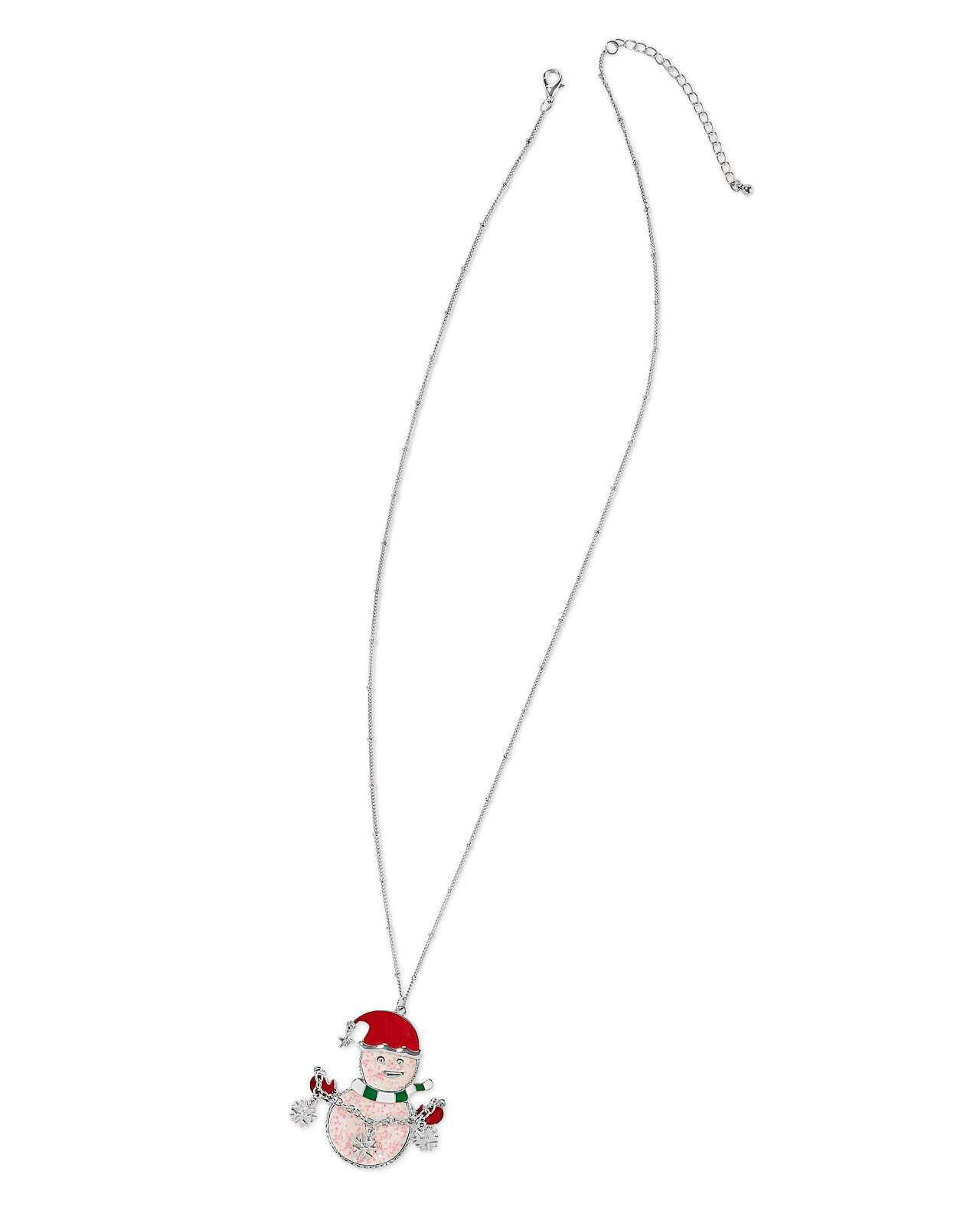 Long Glitter Snowman Necklace