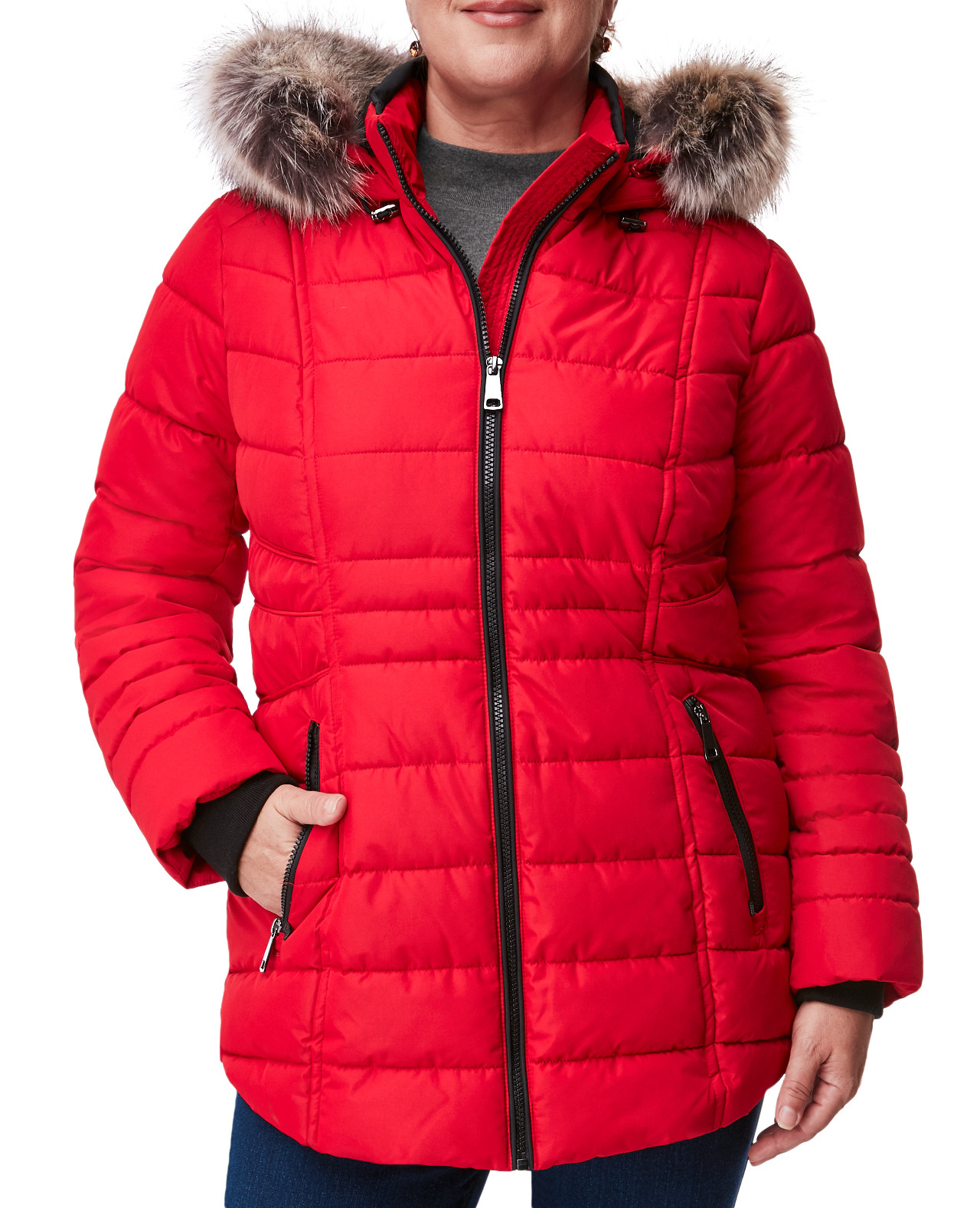 Front View of Iceland Faux Down Jacket