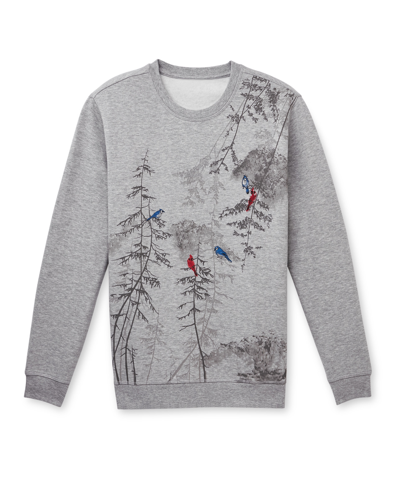 Front View of Crew Neck Fleece Sweatshirt - Scenic Print
