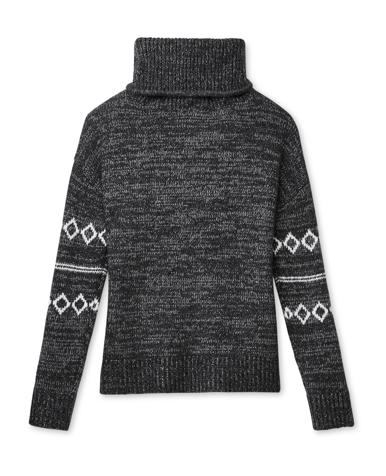 Back view of Jacquard Print Cowl Neck Sweater