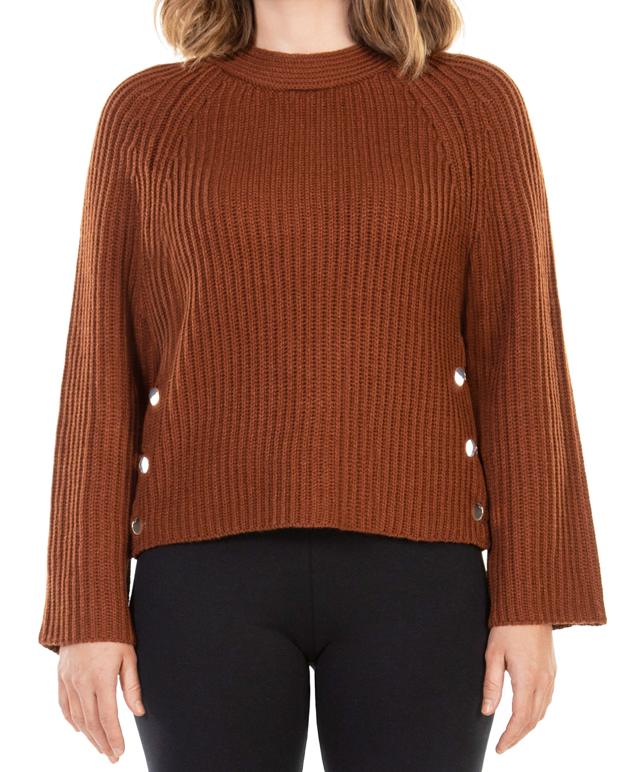 Side Button Pullover Sweater Front View