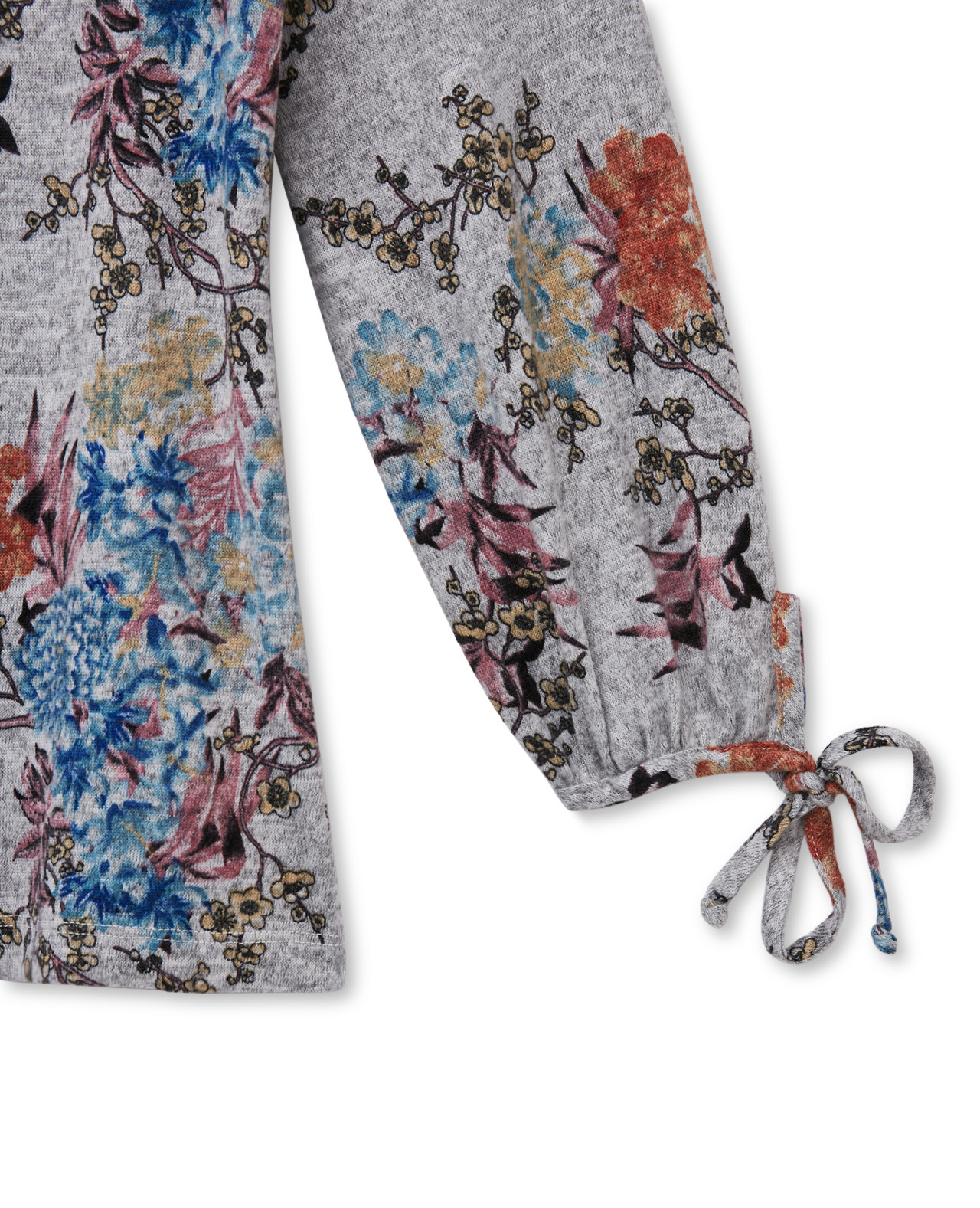 Front View of Women's 3/4 Sleeve Bow Detail Top Close Up