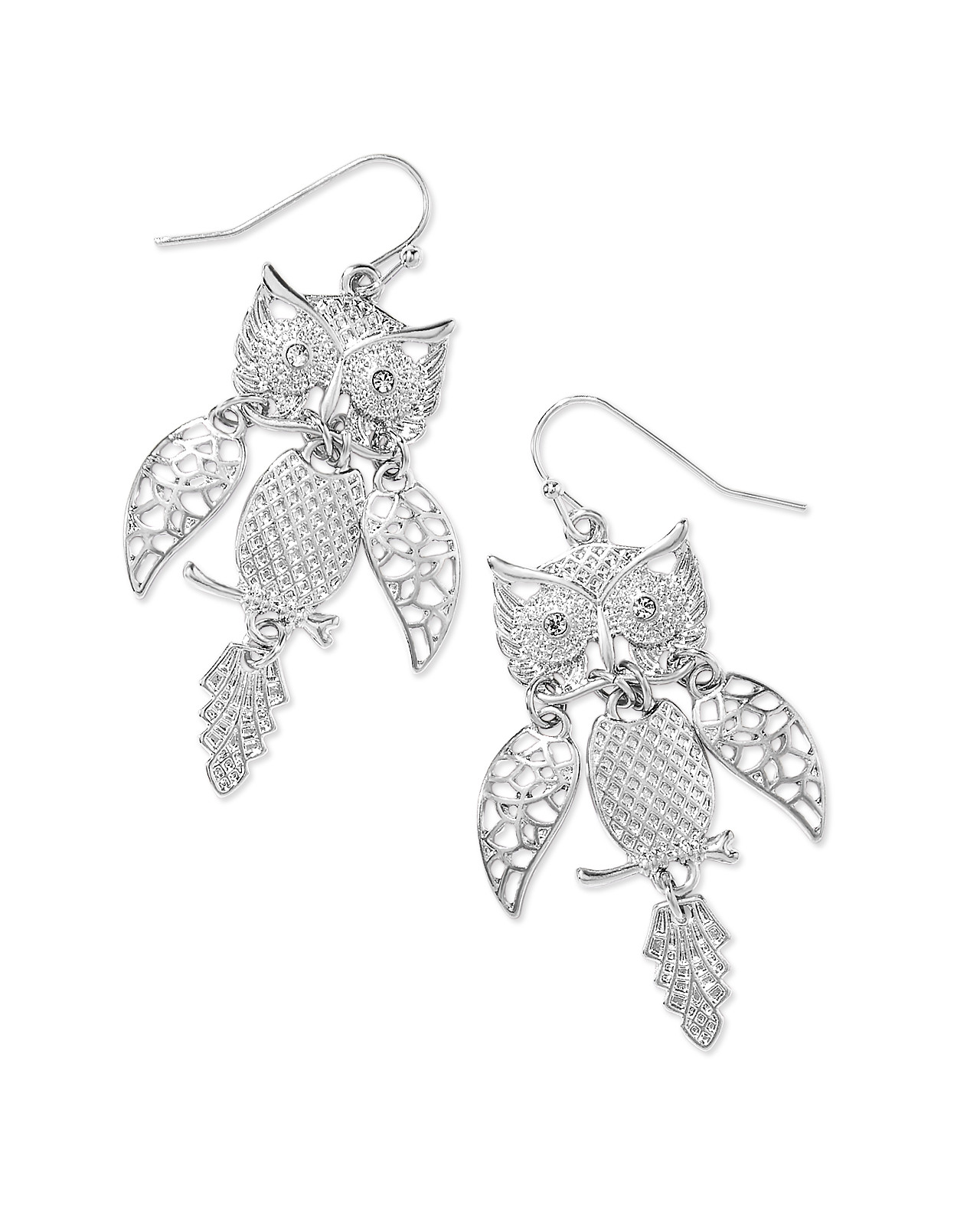 Silvertone Owl Earrings