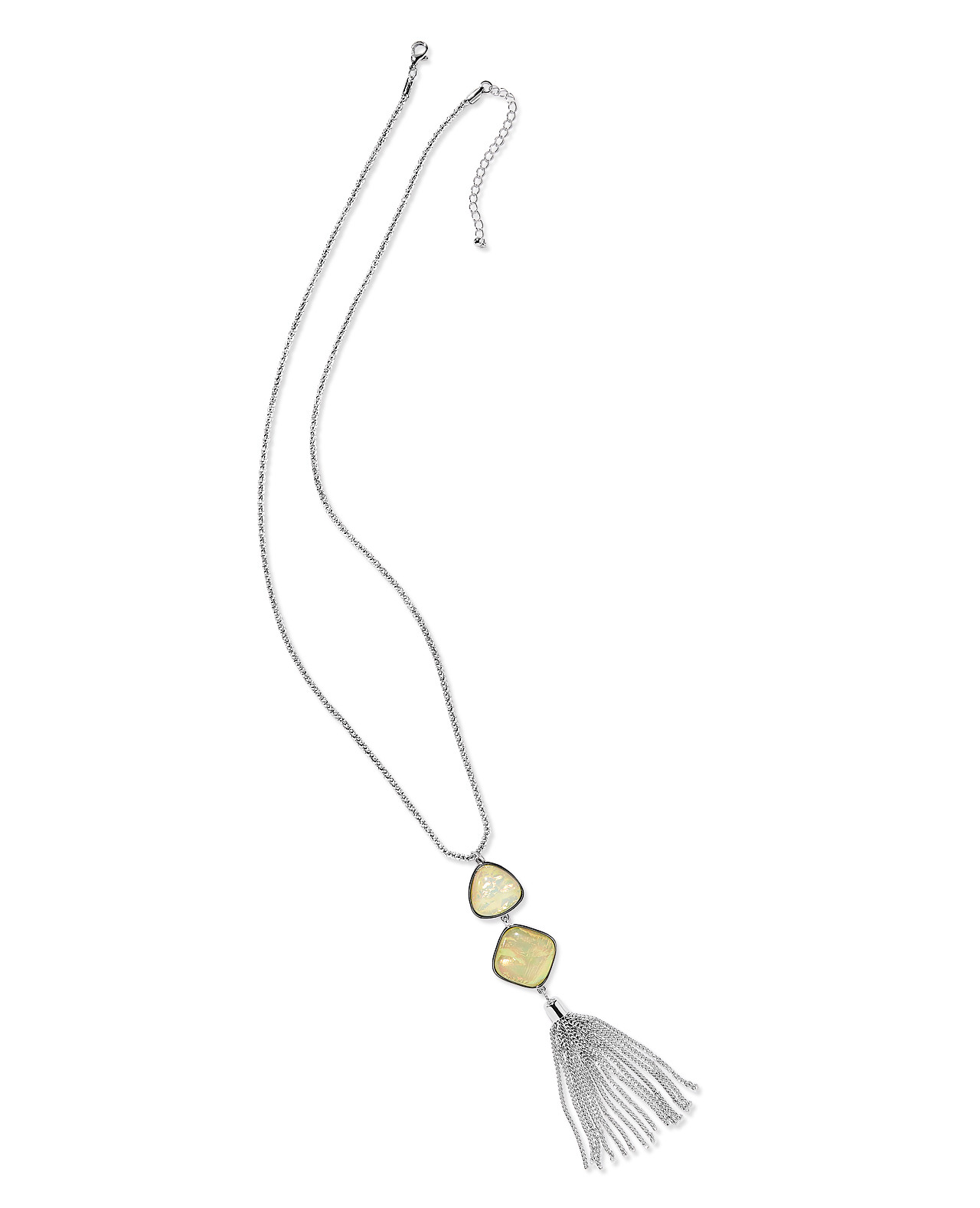 Silvertone Drop Tassel Necklace