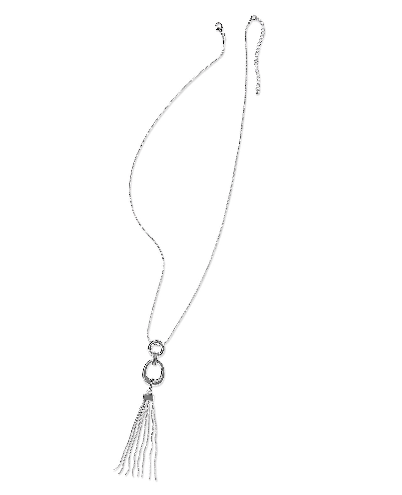 Silvertone Long Tassel Necklace
