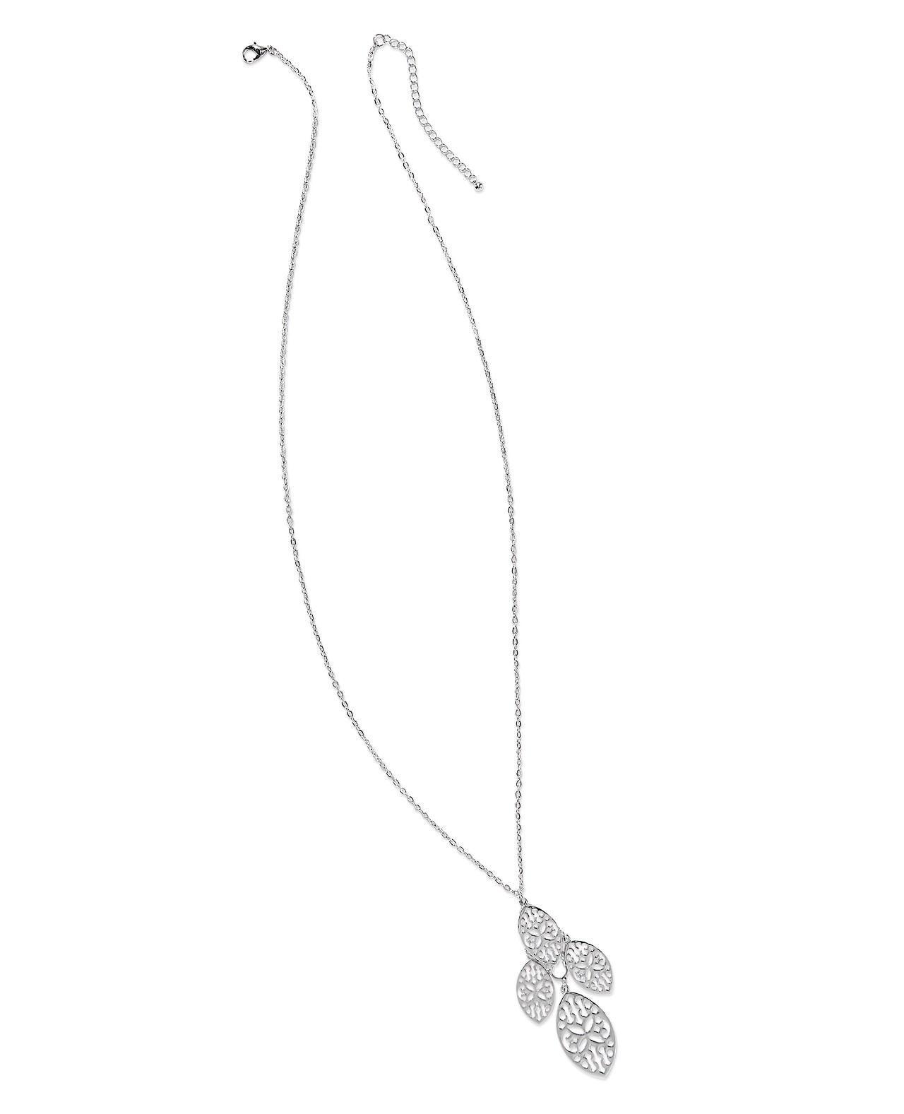 Silvertone Long Filigree Necklace