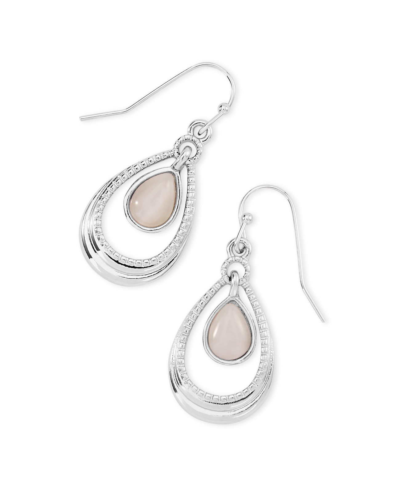 Silvertone Double Teardrop Earrings