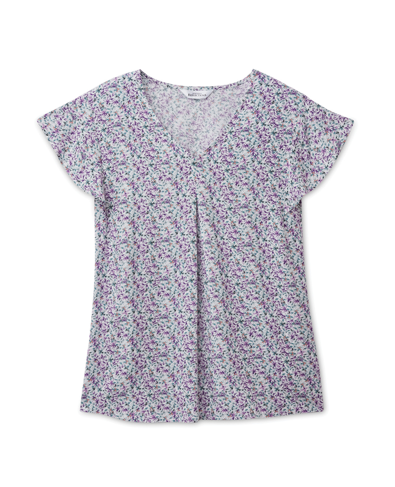 Flutter Sleeve Ditsy Floral - Viola