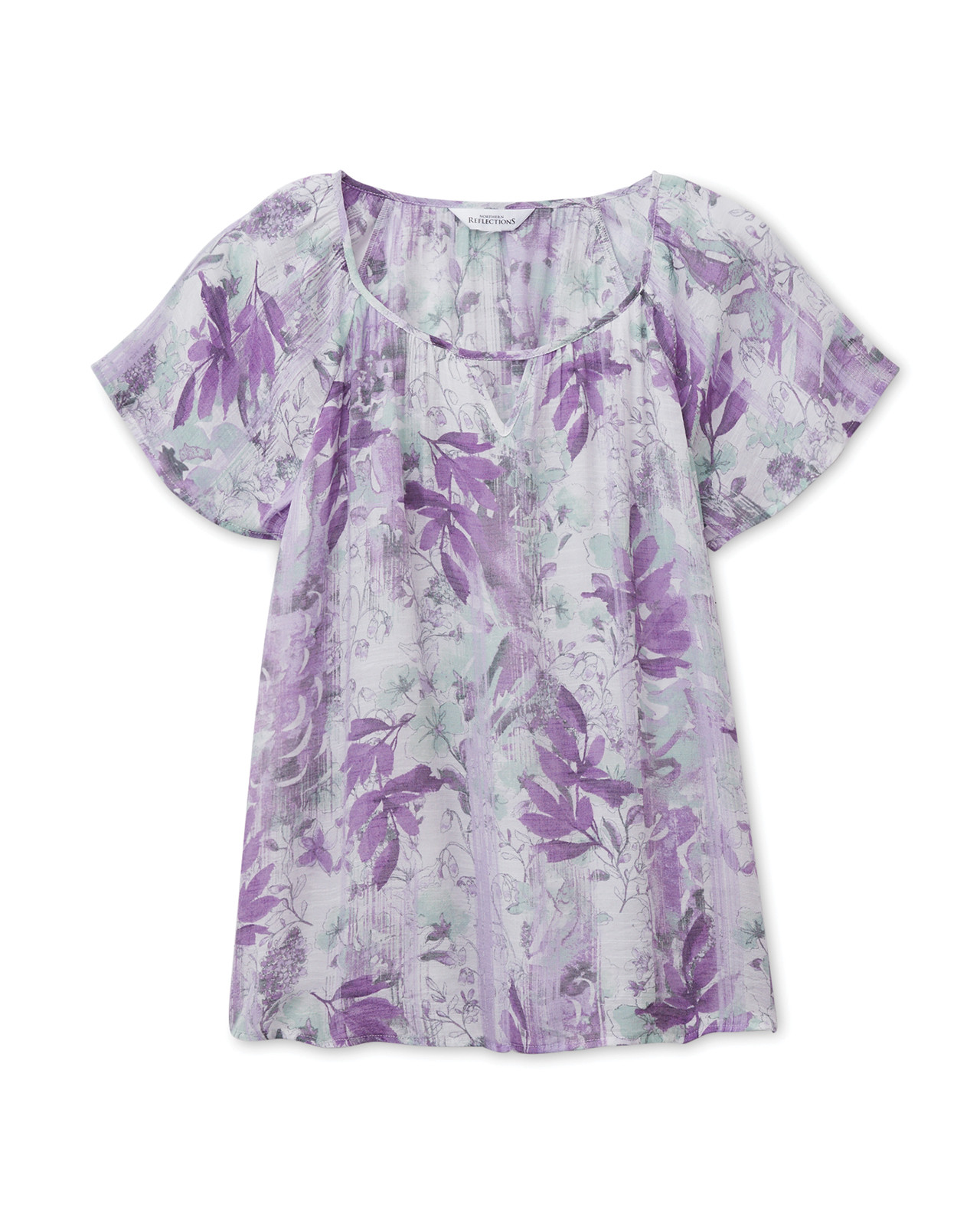 Petite - Flutter Sleeve Pullover Blouse