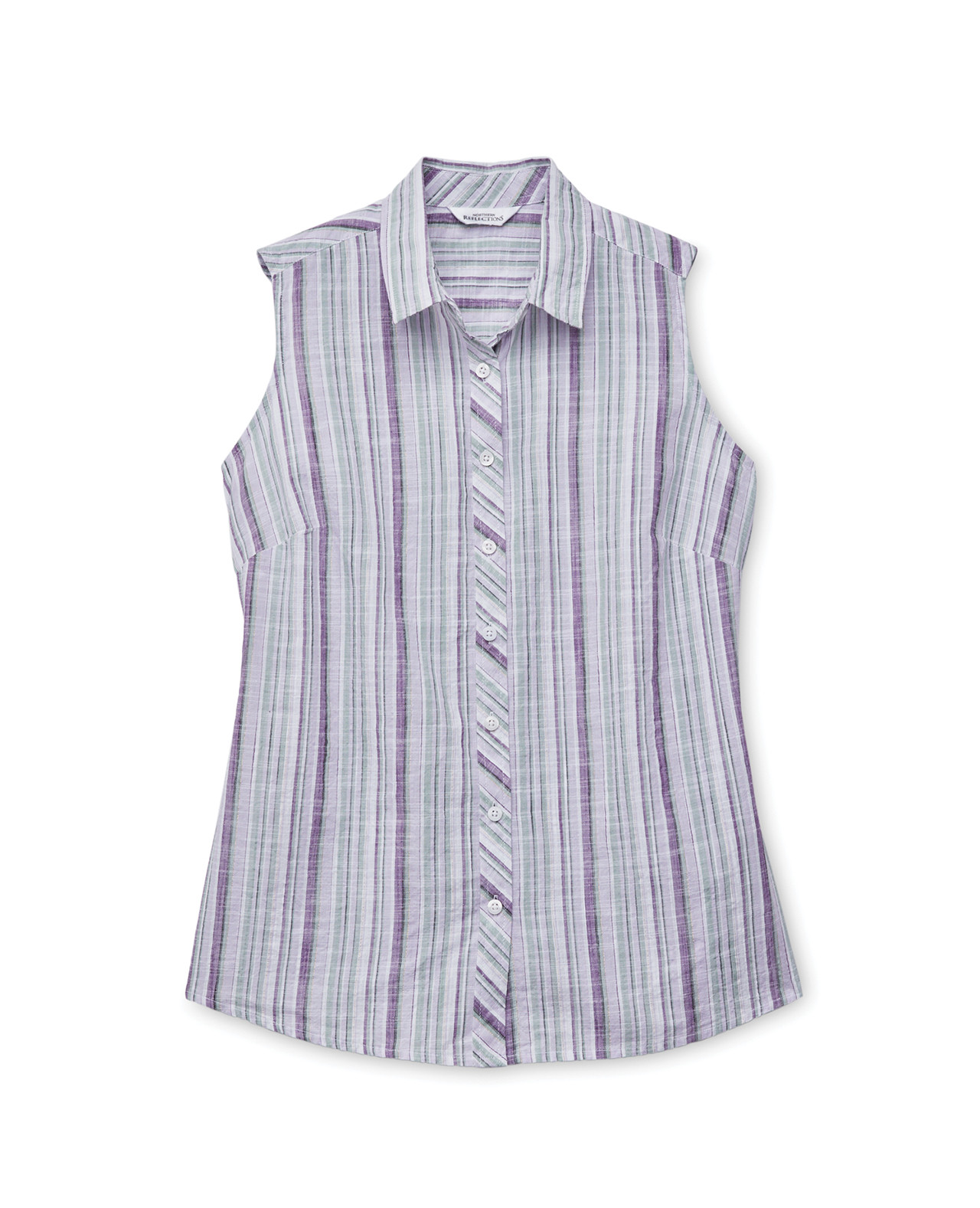Sleeveless Yarn Dye Striped Shirt - Purple