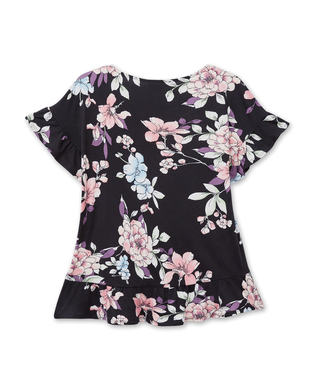 Back view of Knit Top with Ruffle Hem