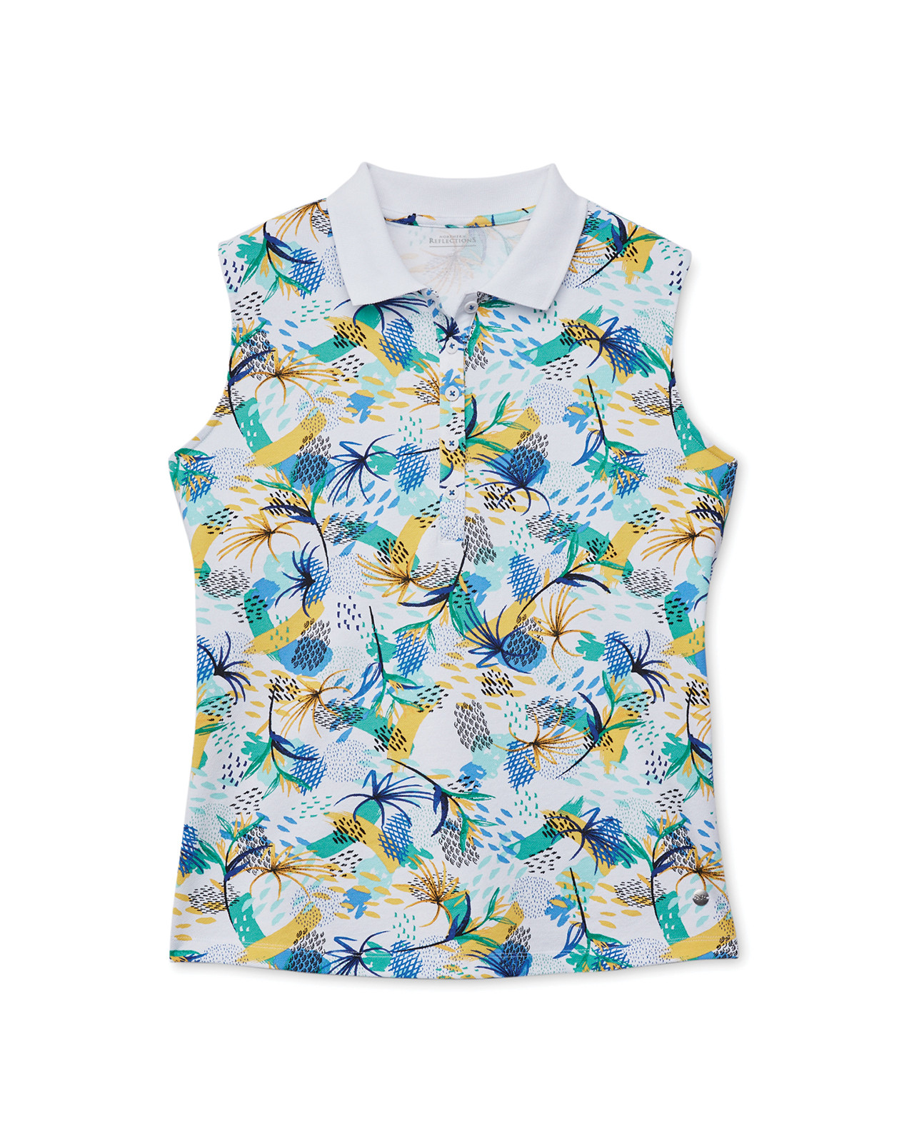 Soft Fit Printed Sleeveless Polo Top