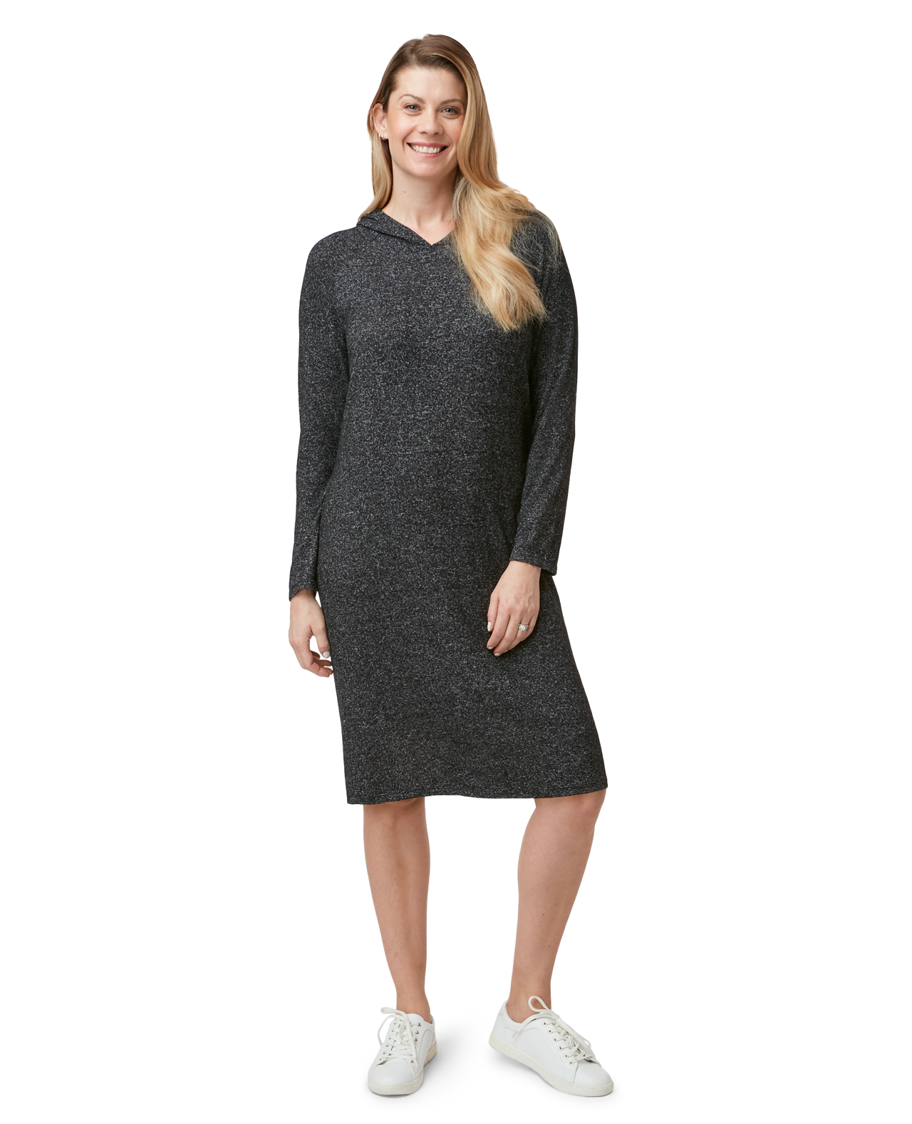 Cozy Lounge Dress On Model - Black