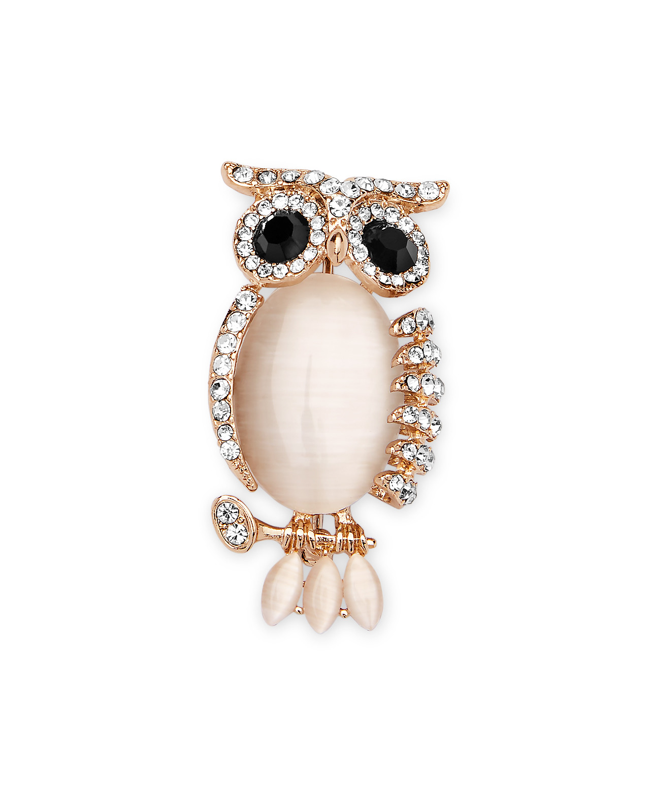 Owl Pin With Rhinestones