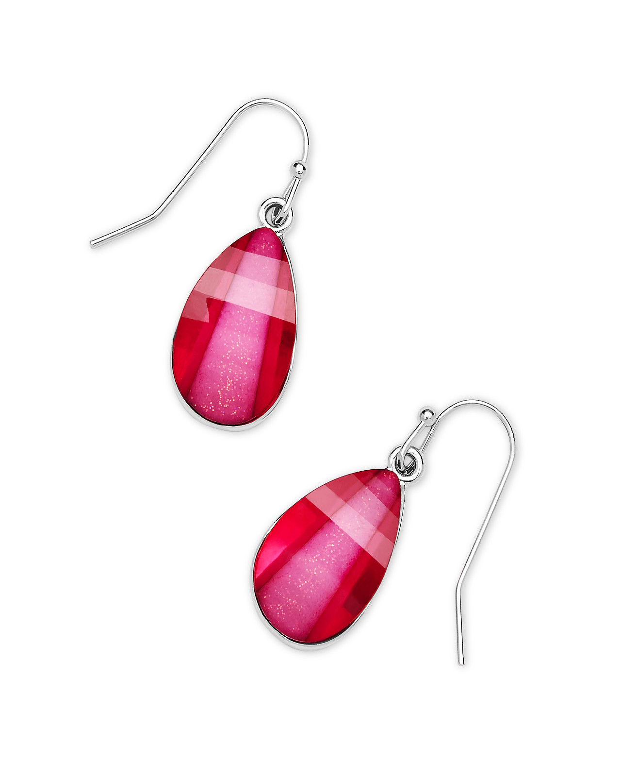 Glitter Stone Earrings - Pink