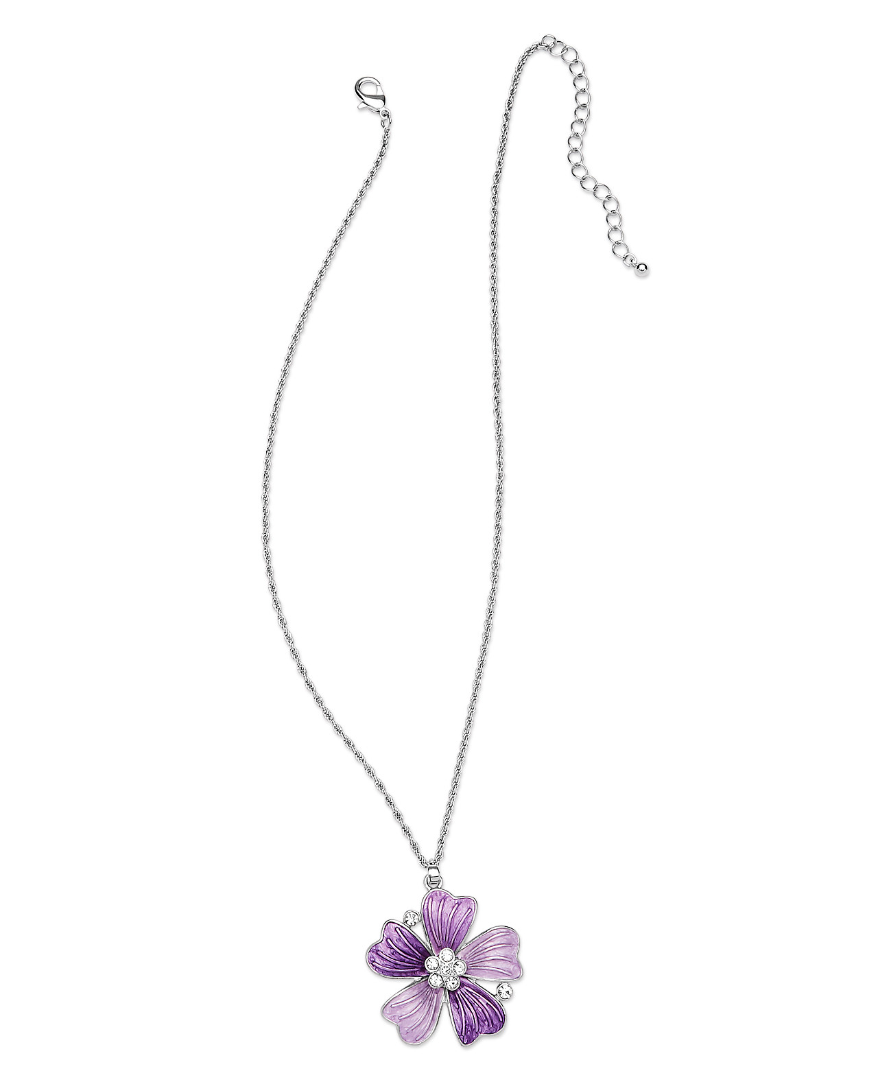 Flower Necklace with Rhinestones