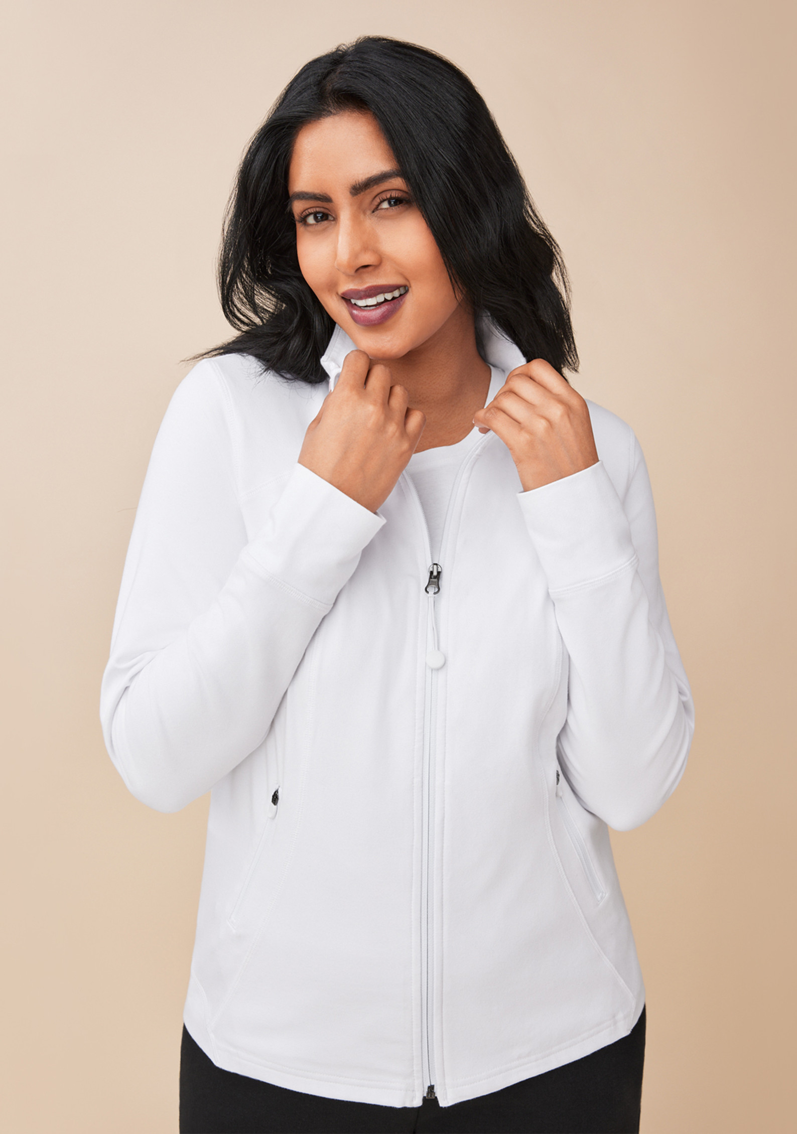 Solid Seam Zip Up Jacket