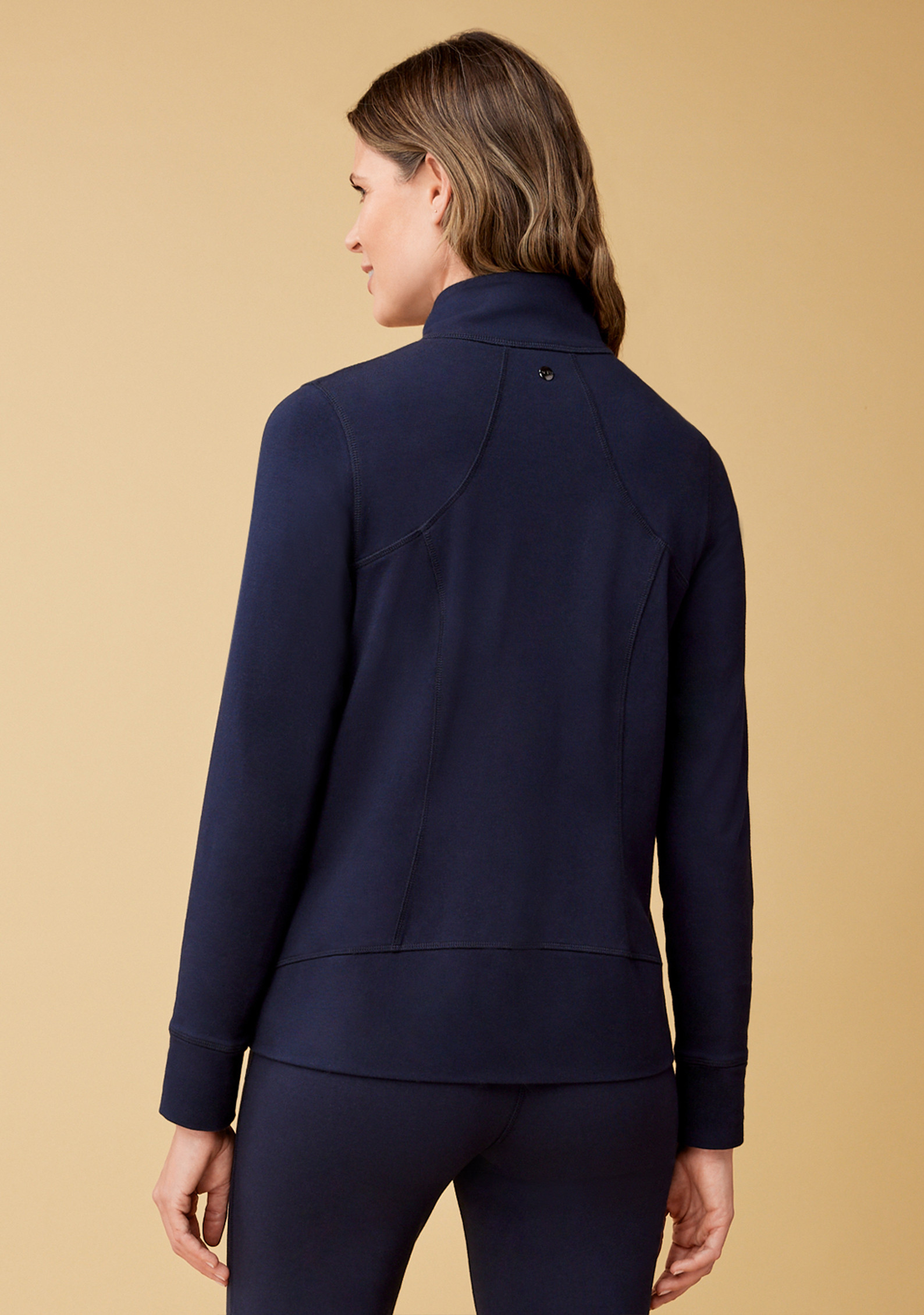 Solid Seam Zip Up Jacket Back View Close up