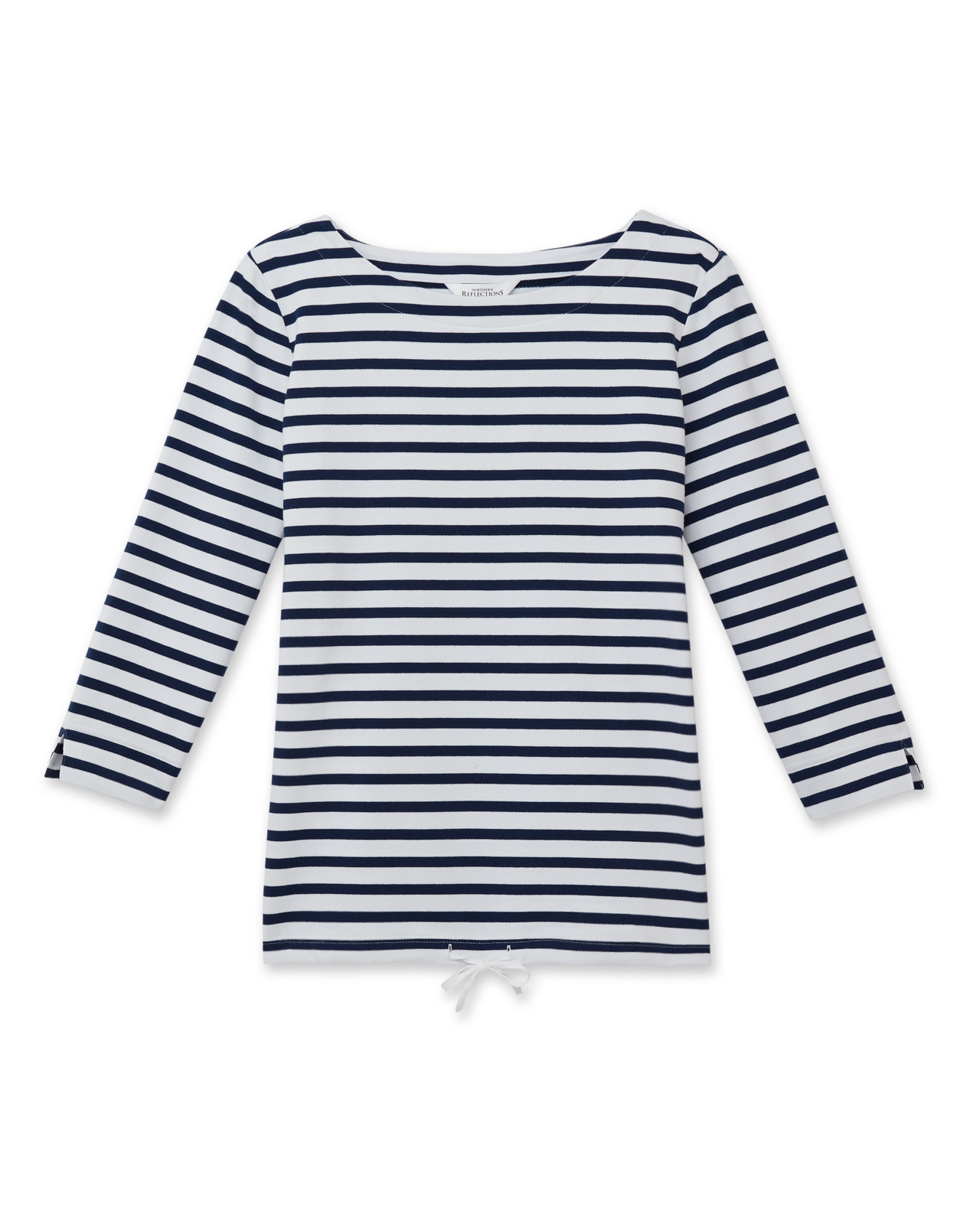 Three Quarter Sleeve Striped Popover