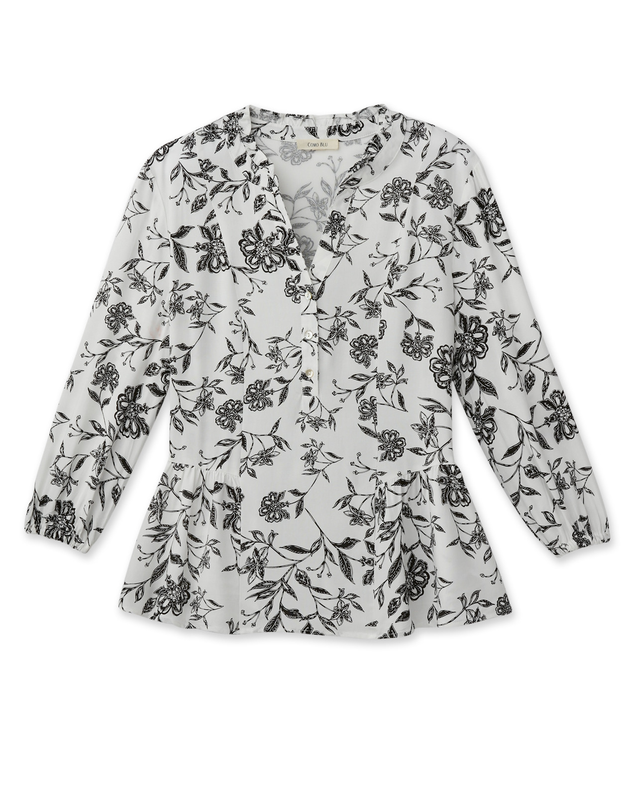 Printed Pintuck Blouse