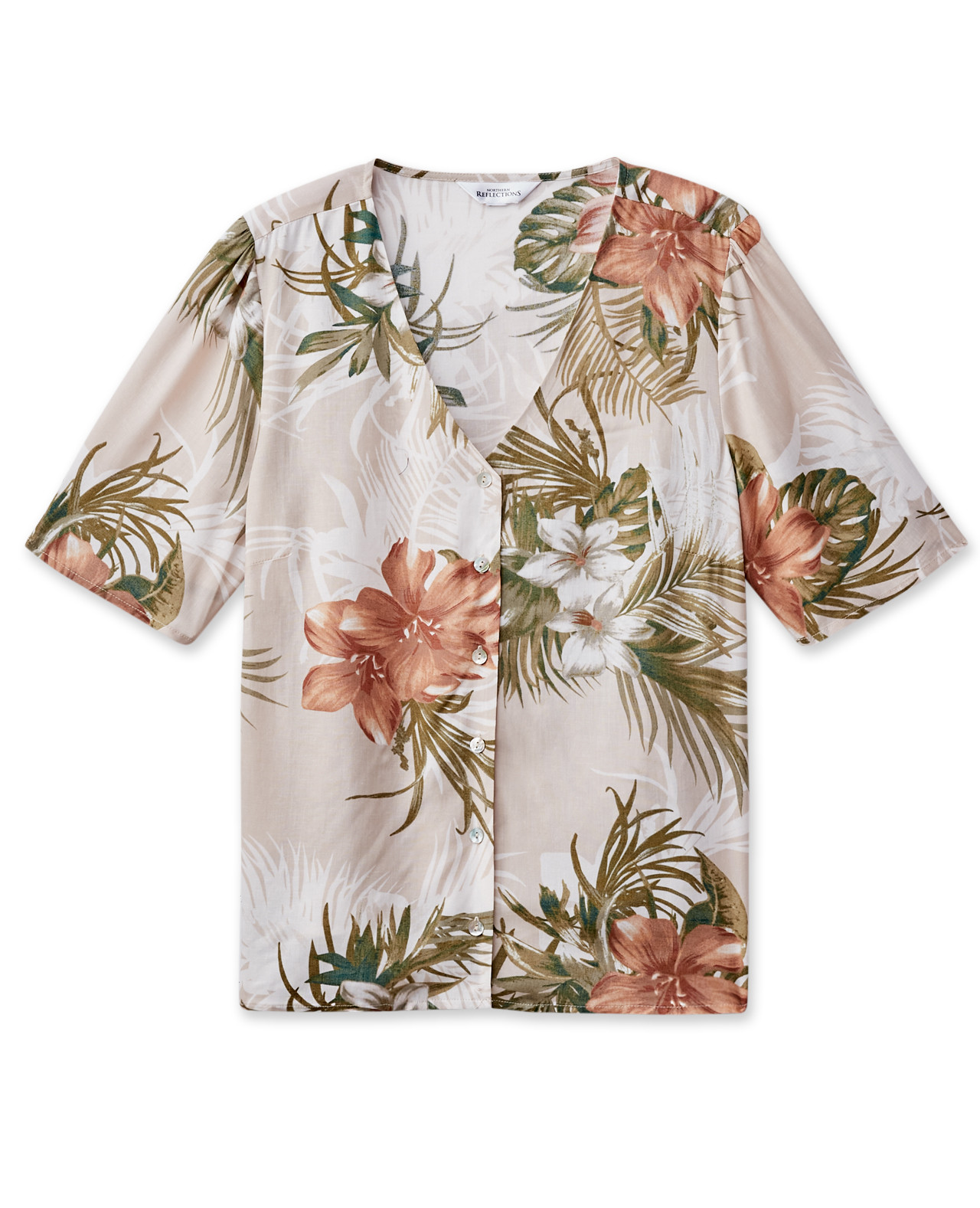 Bell Sleeve Button Front Blouse