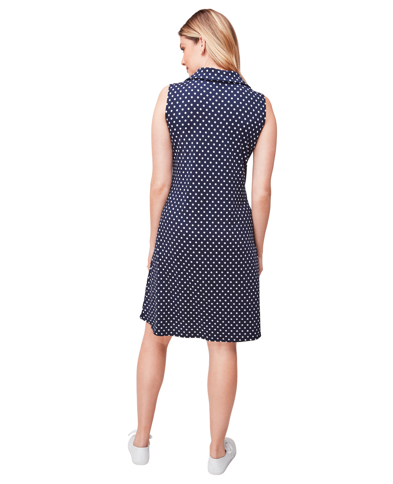 Polka Dot Sleeveless Dress with Zip